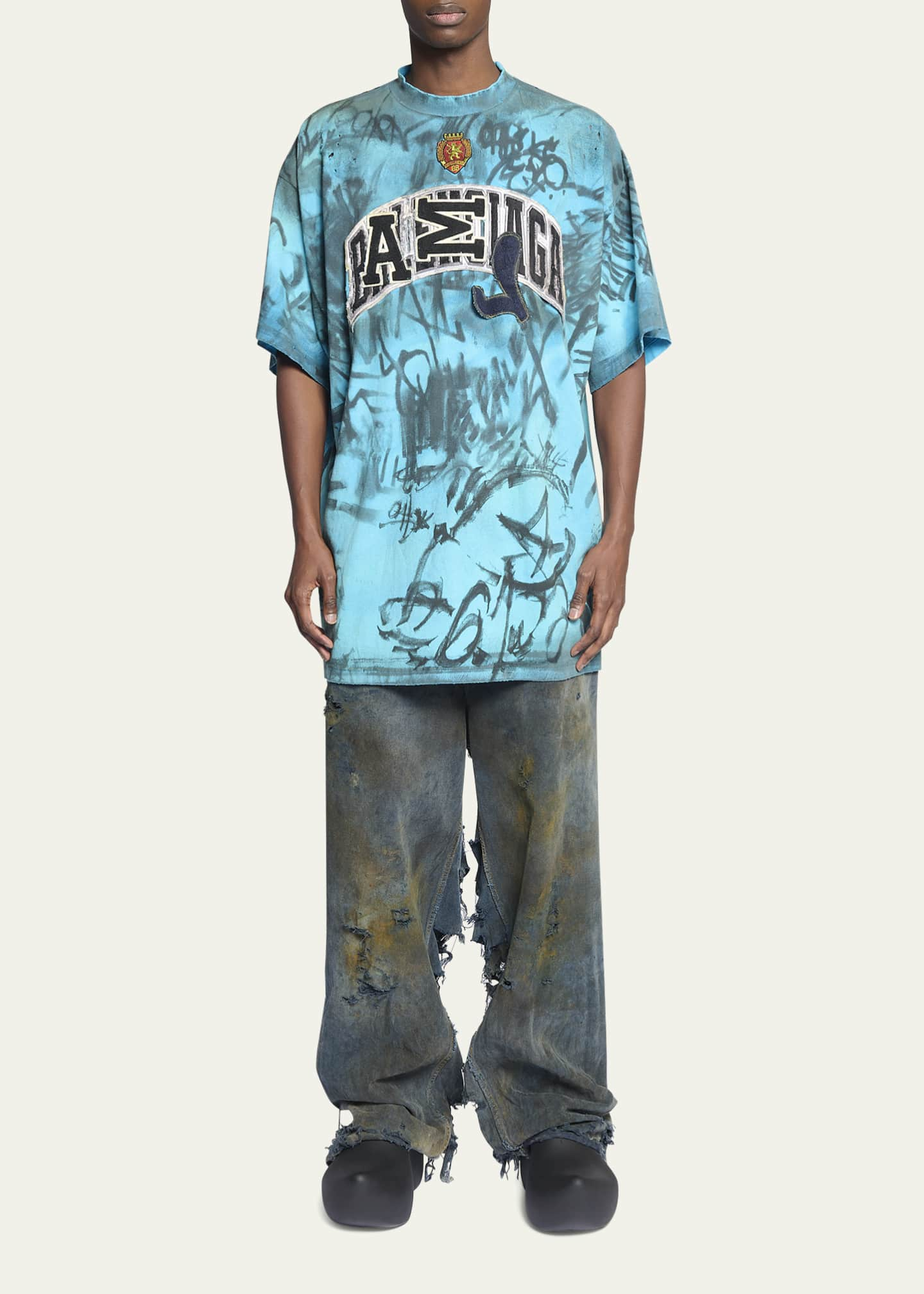 Balenciaga Men's Oversized Graffiti Skater T-Shirt