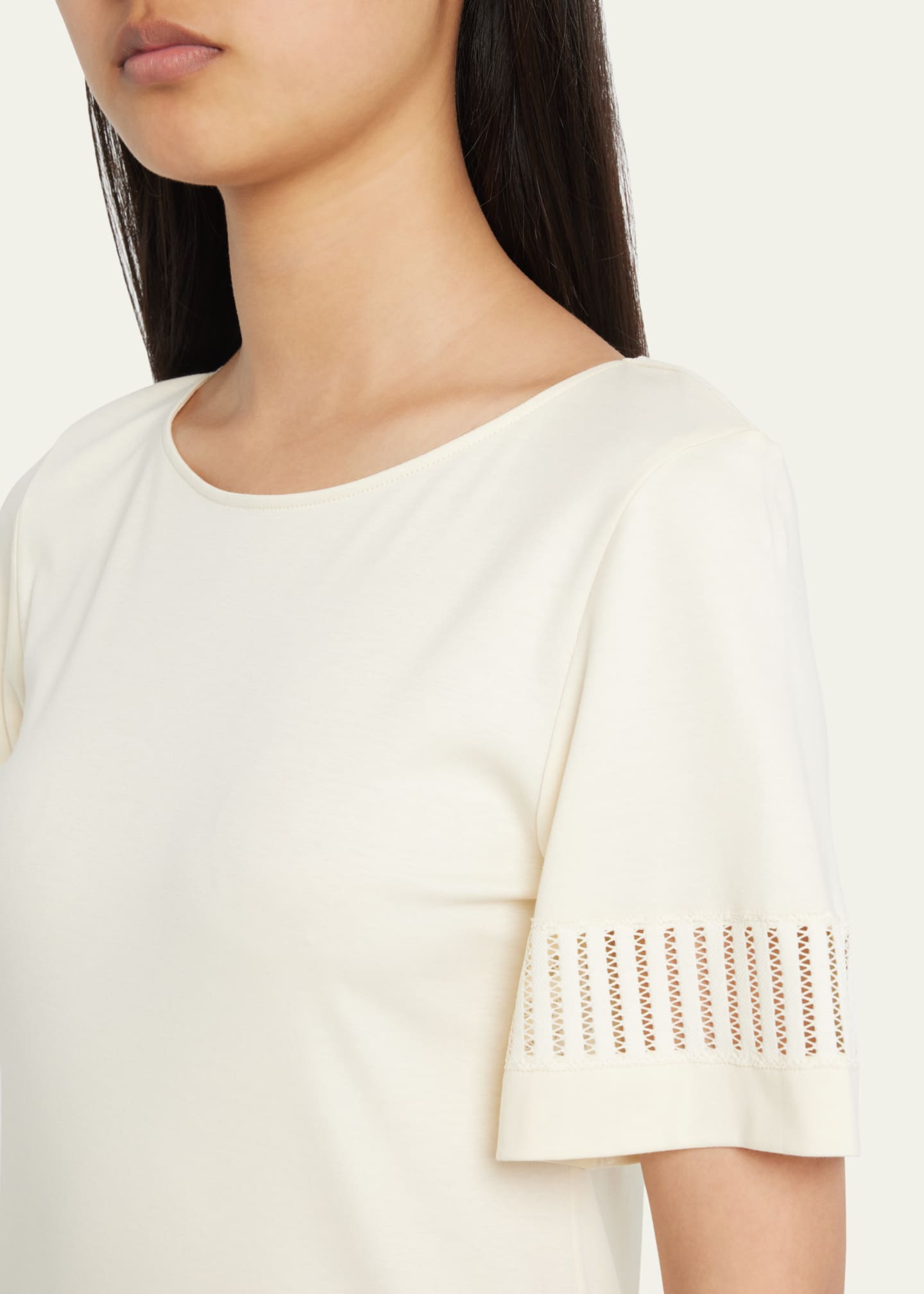 Hanro Gaia Short-Sleeve Lace-Inset Nightgown - Bergdorf Goodman