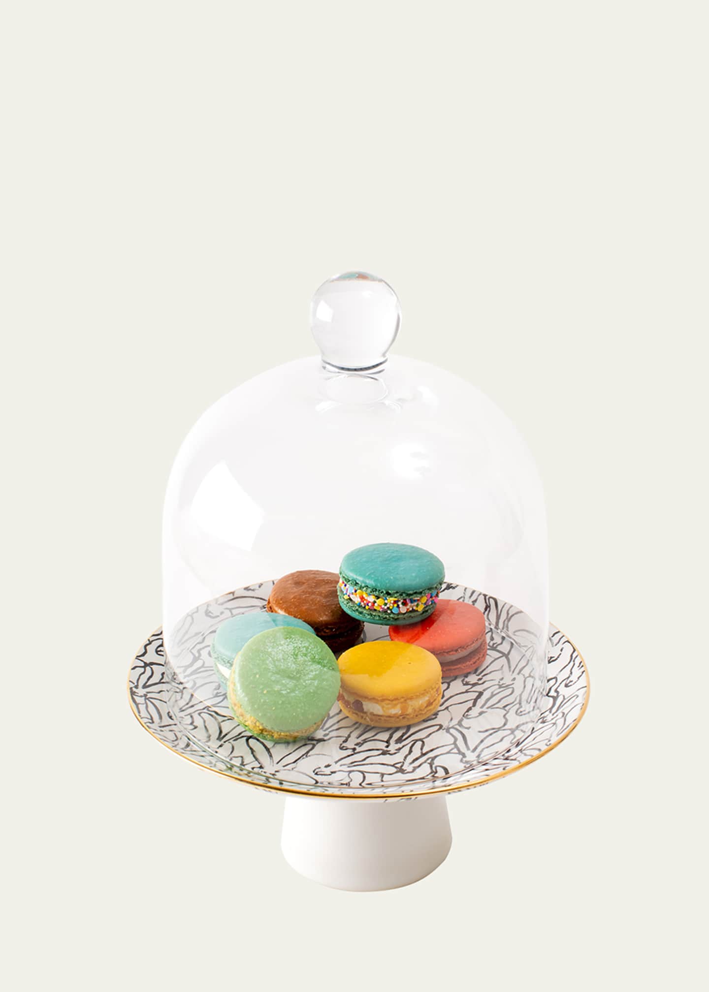 Hunt Slonem Rabbit Run Footed Dessert Stand With Dome Bergdorf Goodman