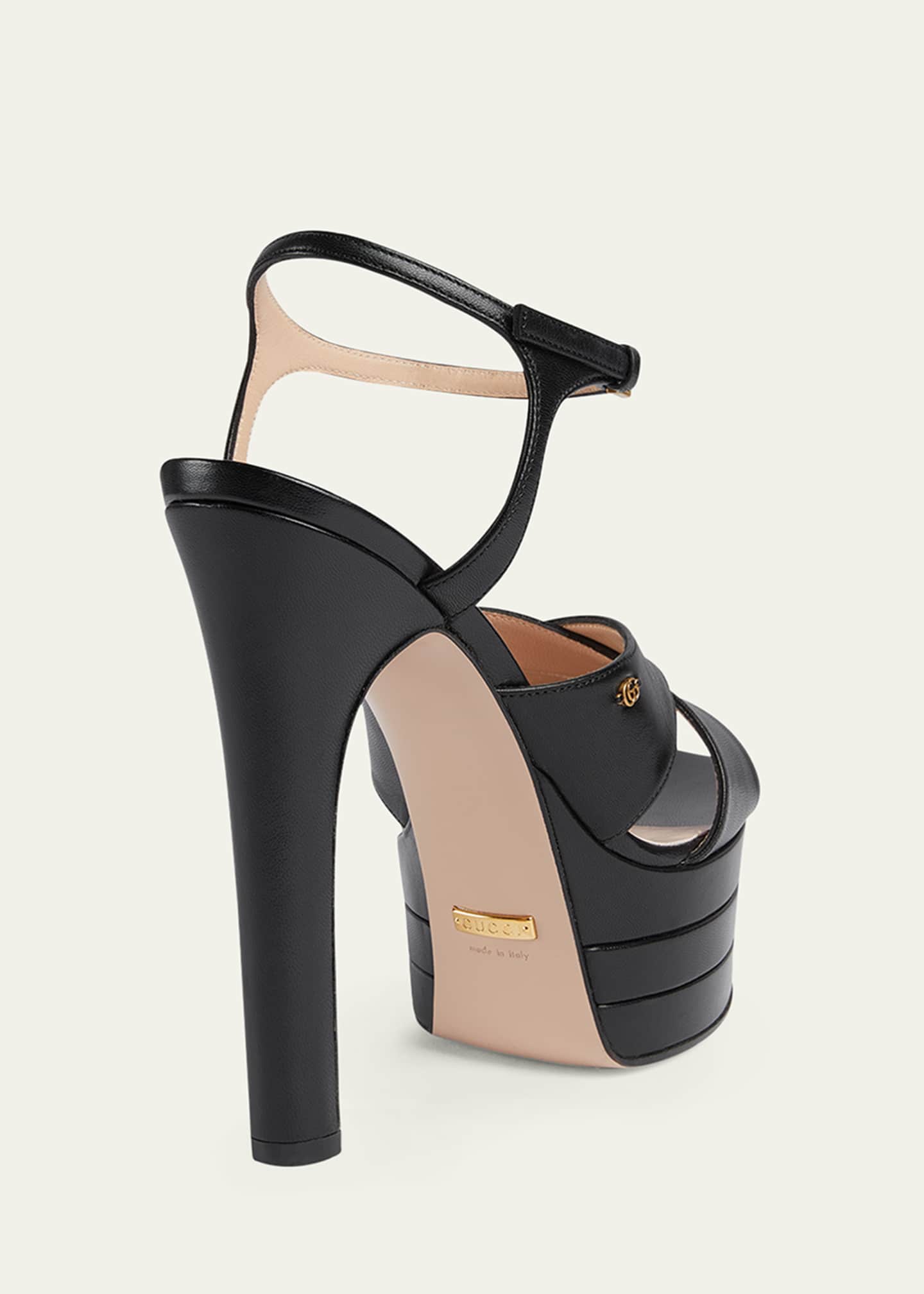 Gucci Calfskin Crisscross Stiletto Platform Sandals Image 2 of 3