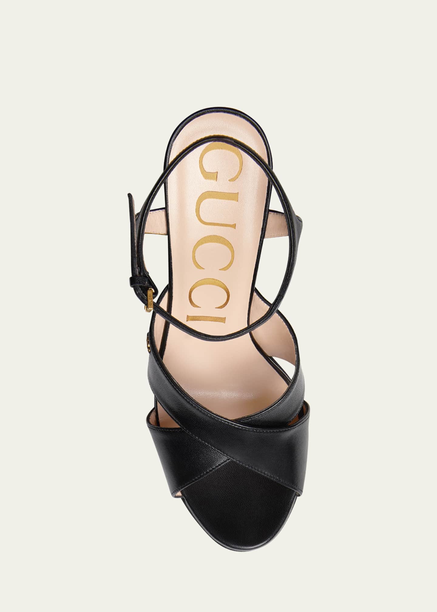 Gucci Calfskin Crisscross Stiletto Platform Sandals Image 3 of 3
