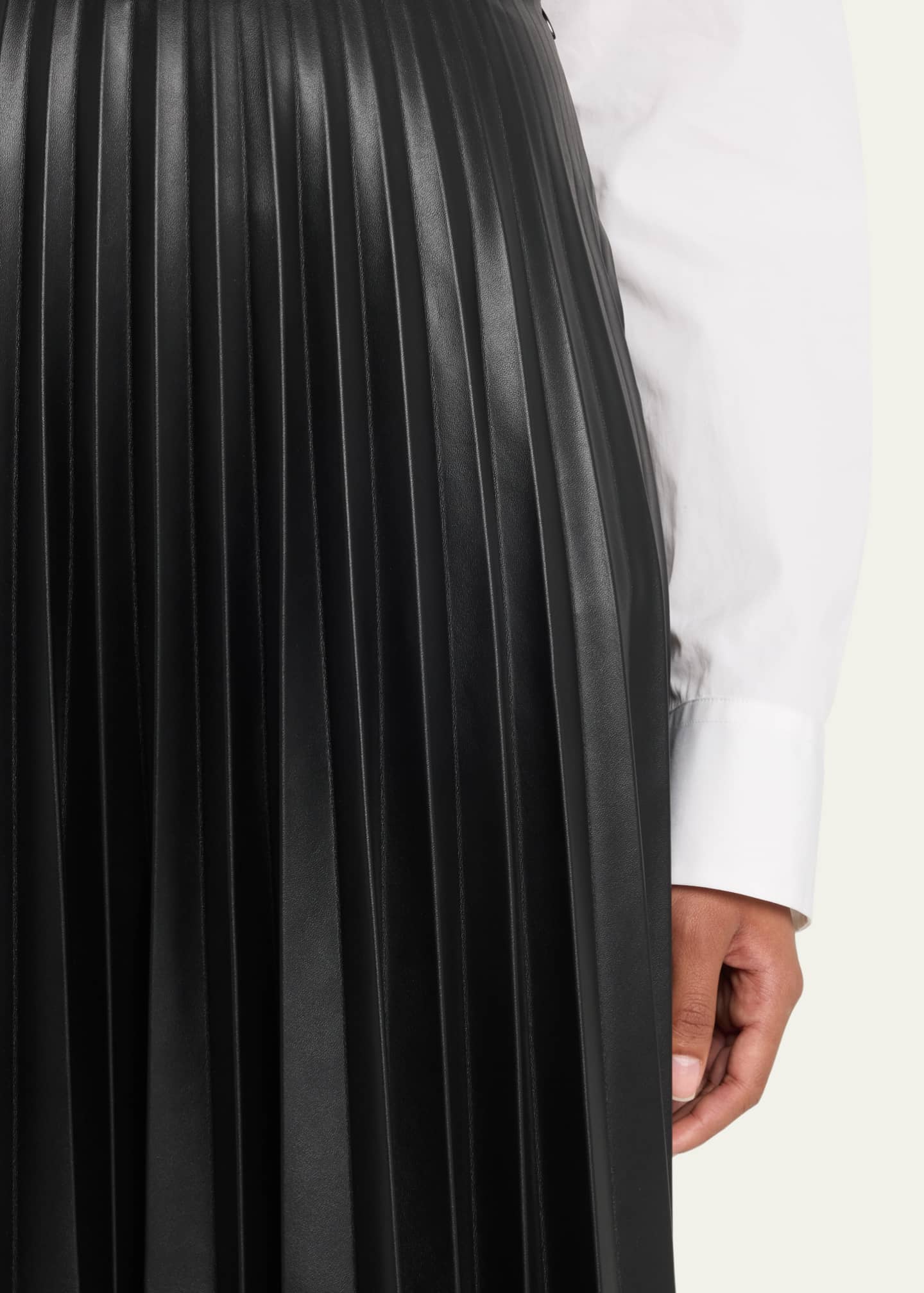 Oasis black faux leather pleated midi skirt store