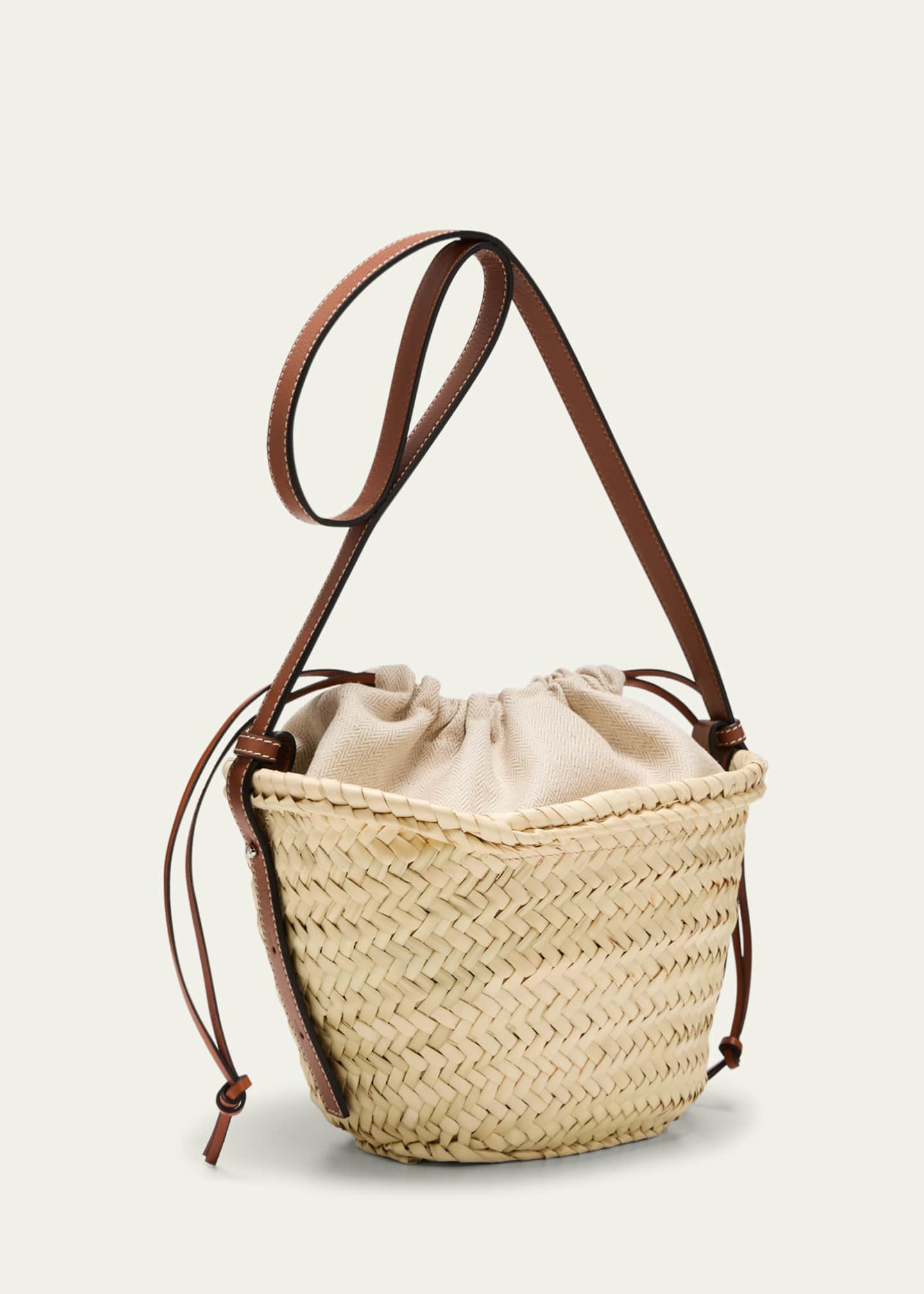 Loewe x Paula’s Ibiza Basket Bucket Bag in Palm Leaf with Drawstring Pouch and Leather Strap Image 3 of 5