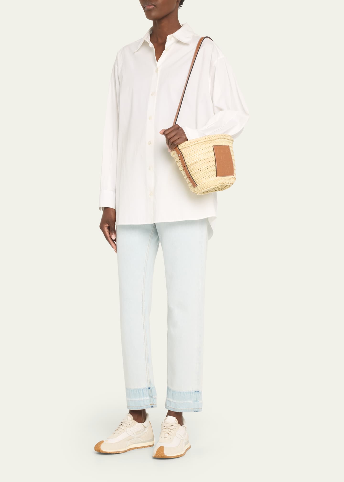 Loewe x Paula’s Ibiza Basket Bucket Bag in Palm Leaf with Drawstring Pouch and Leather Strap Image 5 of 5