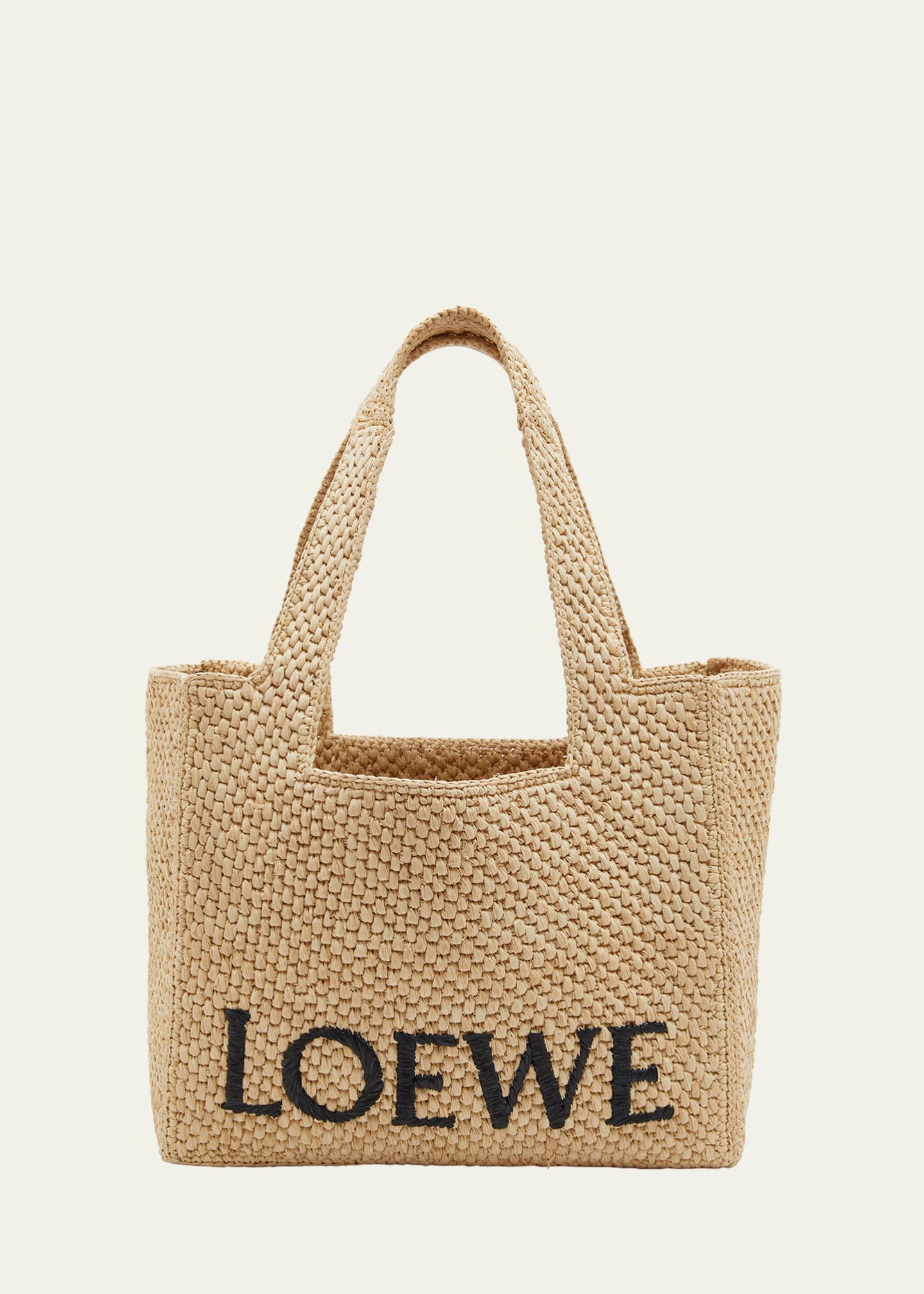 Loewe x Paula s Ibiza Medium Raffia Logo Tote Bag Natural