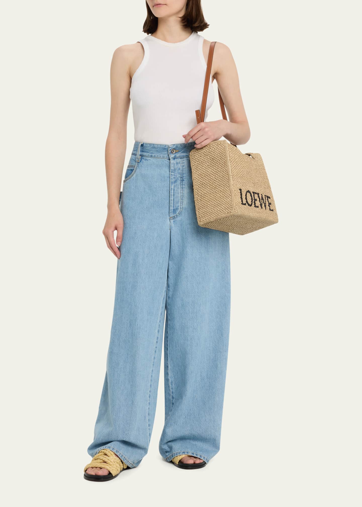 Loewe x Paula’s Ibiza Font Medium Tote Bag in Raffia Image 5 of 5