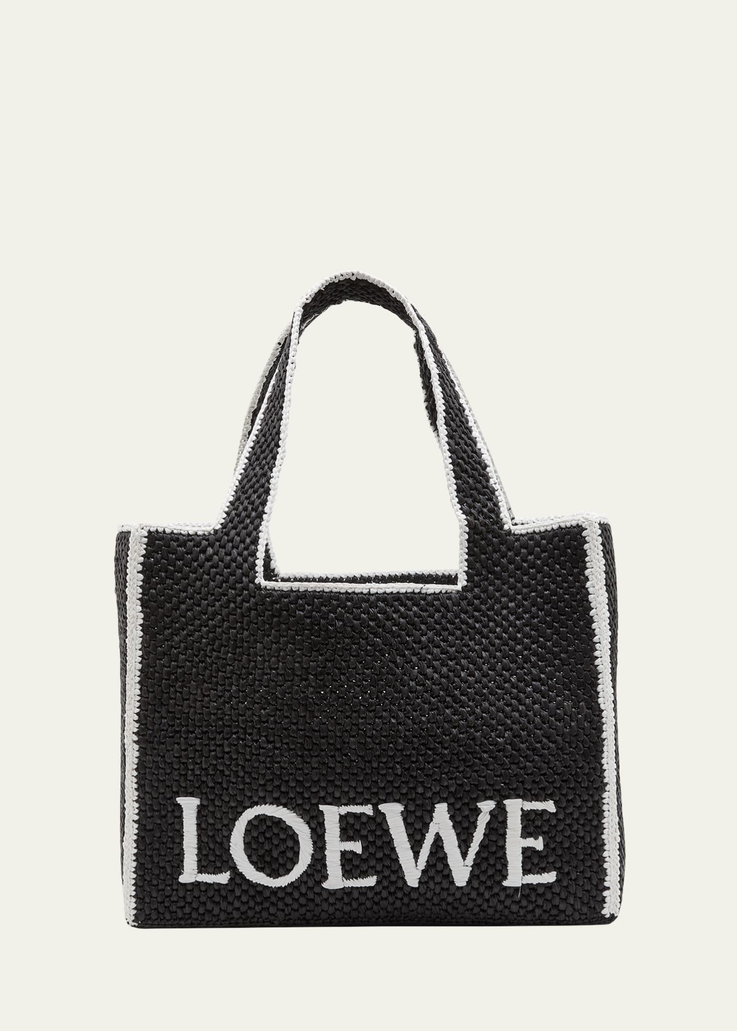 Loewe x Paula's Ibiza Logo Large Bicolor Raffia Tote Bag