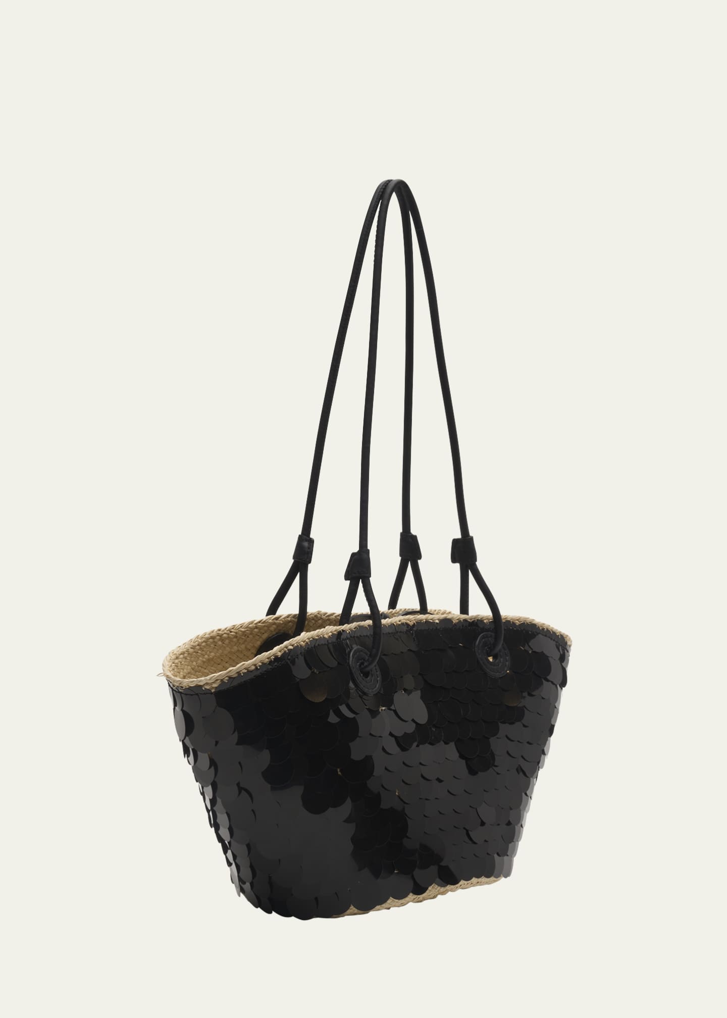 x Paula’s Ibiza Anagram Small Sequins Basket Shoulder Bag