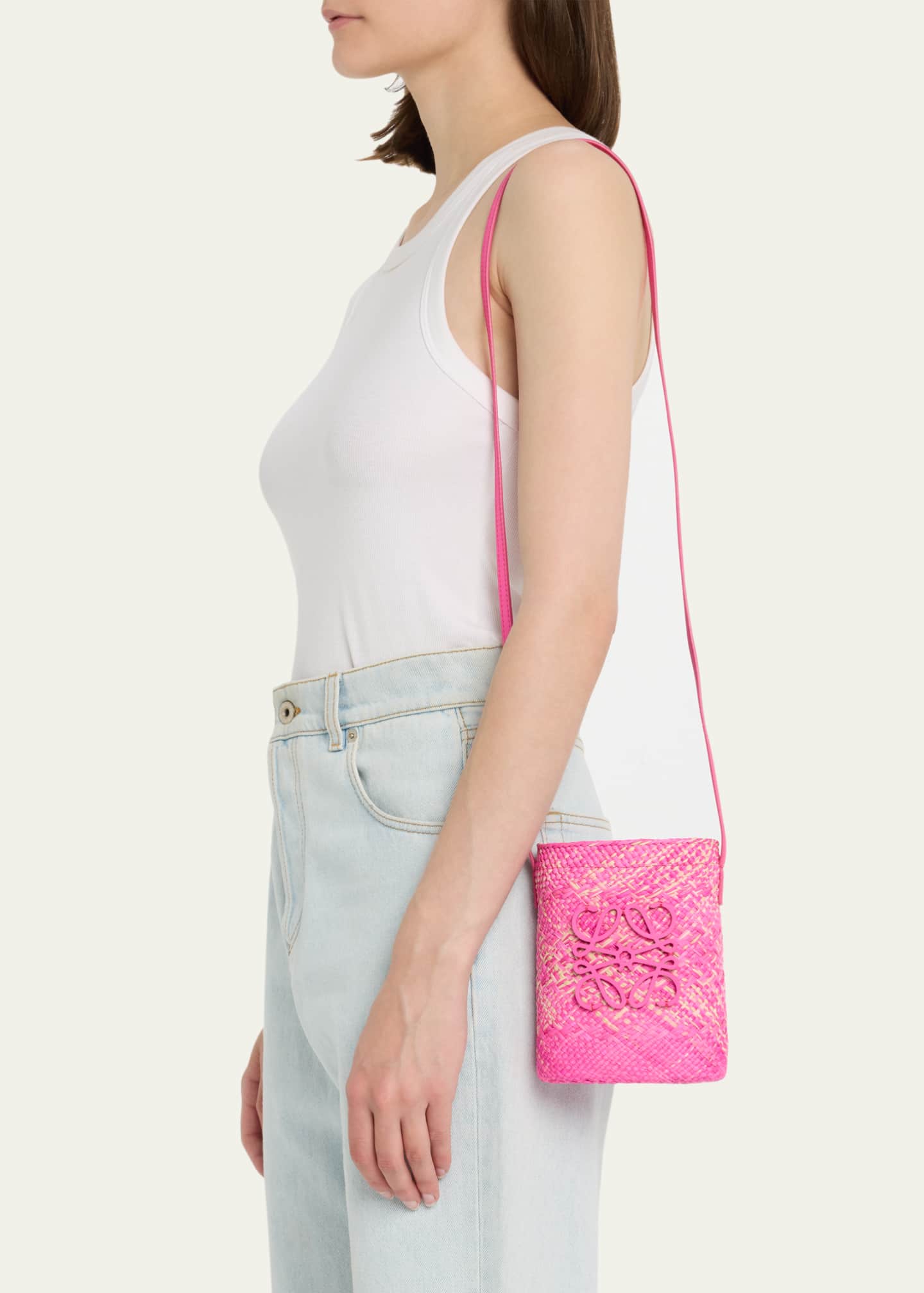 LOEWE Blended Fabrics 2WAY Crossbody Logo Straw Bags (0010852671)