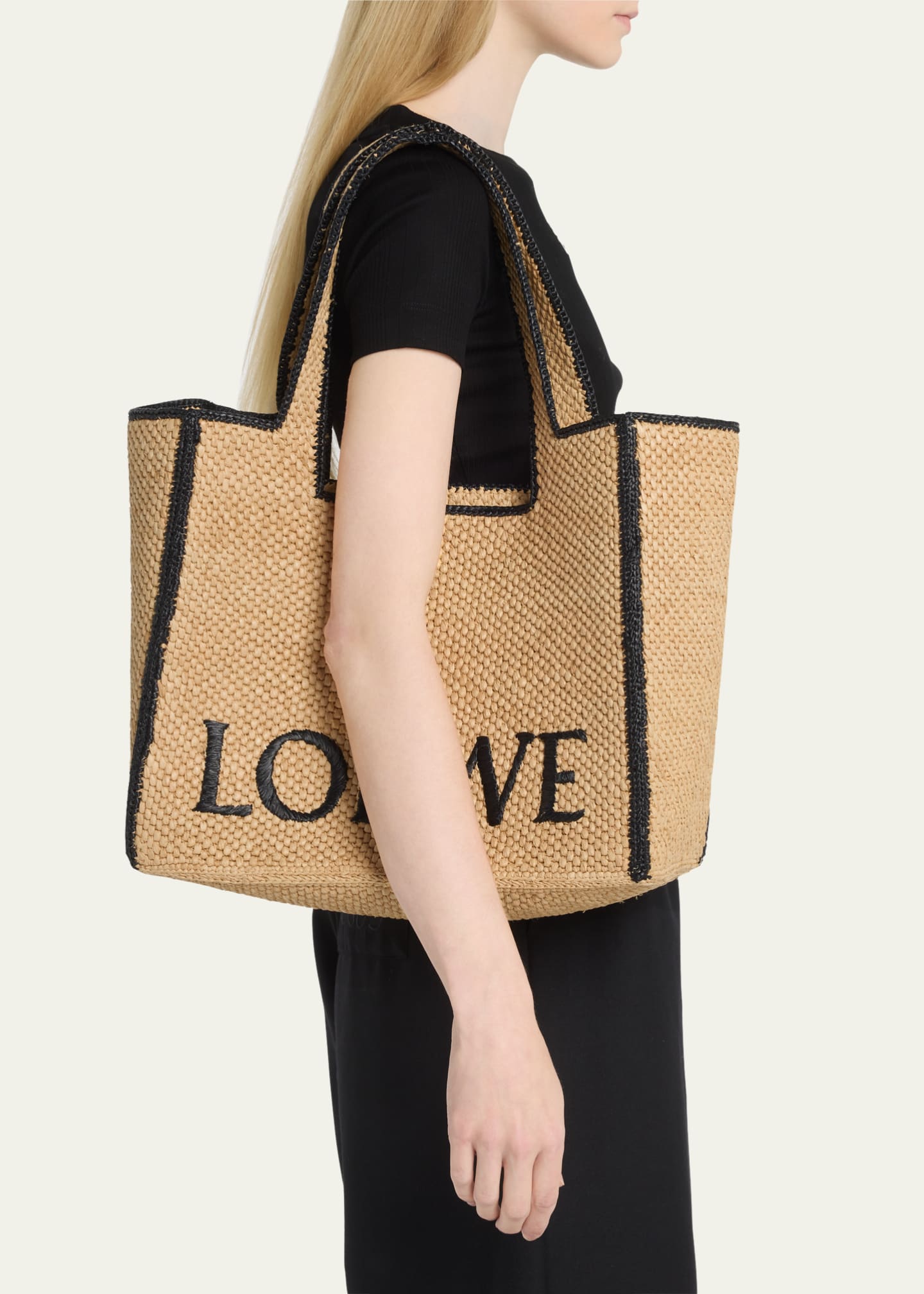 Logo raffia tote bag by Loewe