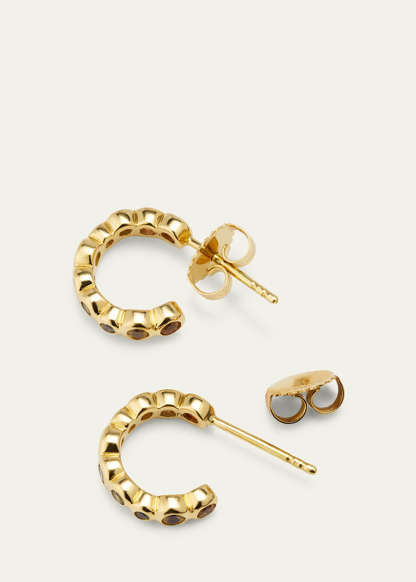 Ippolita 18K Starlet Tiny Hoop Earrings with Rainbow Sapphires Image 4 of 4