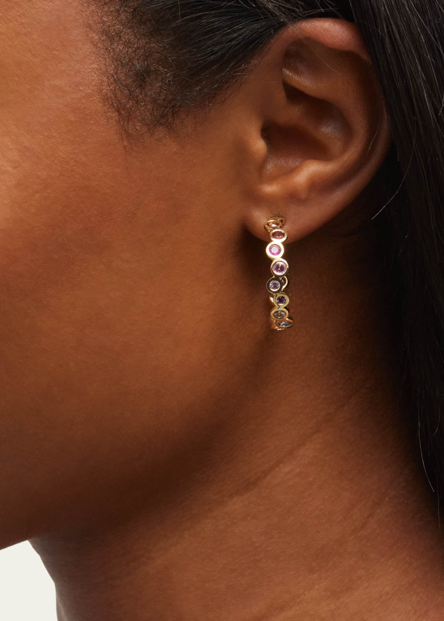 Ippolita 18K Starlet Huggie Earrings with Rainbow Sapphires Image 2 of 5