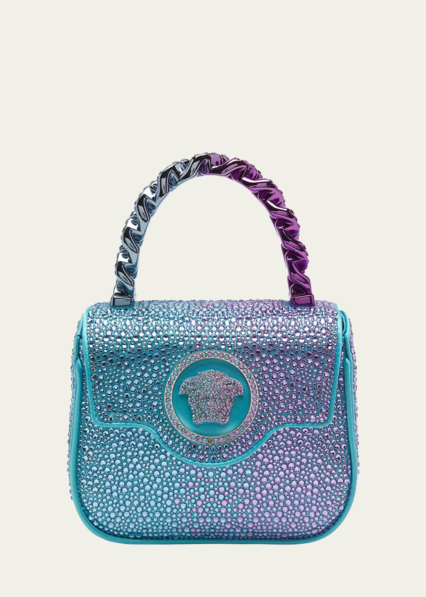 Versace La Medusa Mini Glitter Top-Handle Bag