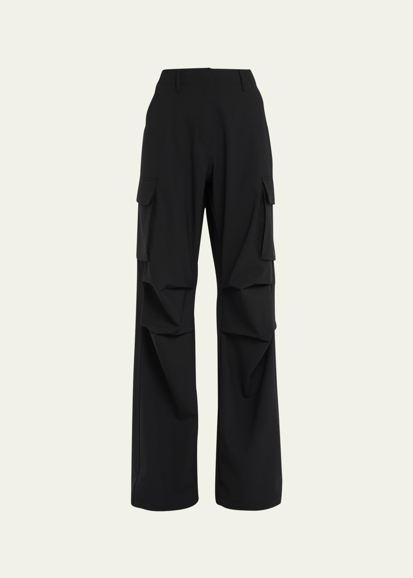 Black Woven Tailored Wide Leg Pants