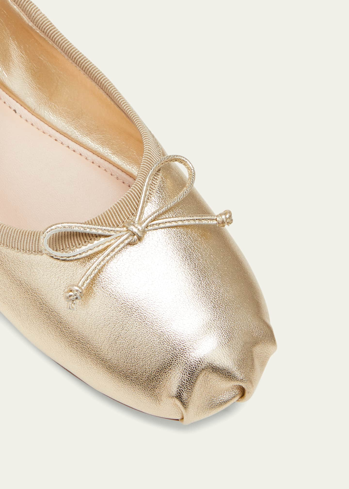 Miu Miu Metallic Logo-Band Ballerina Flats - Bergdorf Goodman