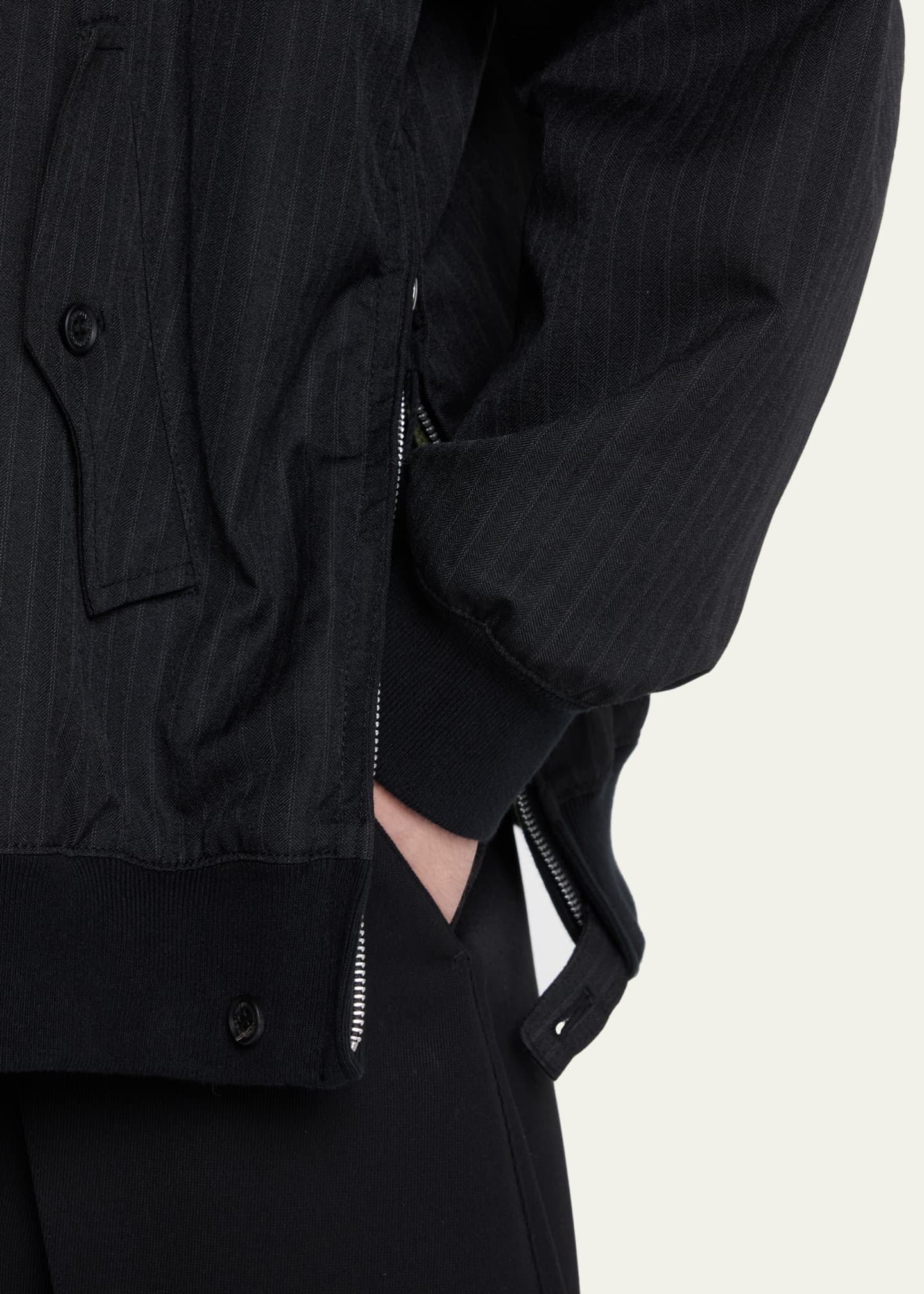 CDG HOMME Men's Pinstripe Side-Zip Harrington Jacket - Bergdorf Goodman