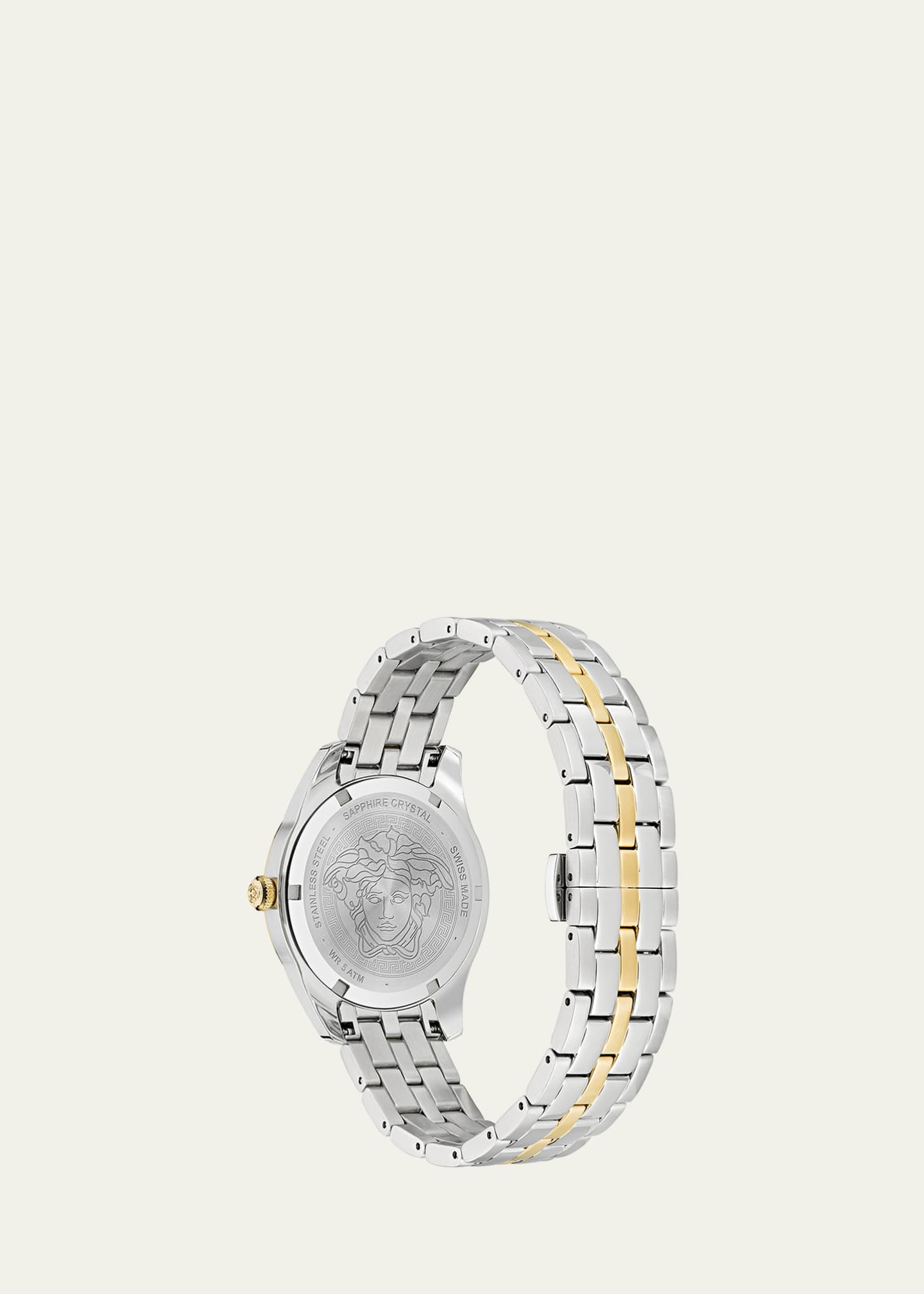 Versace 35mm Greca Time Watch with Bracelet Strap, Two-Tone/Green Image 3 of 3