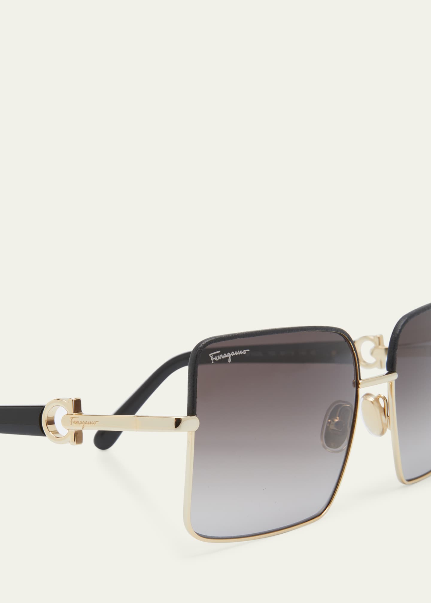 Ferragamo Gancio Square Mixed-Media Sunglasses Image 5 of 5