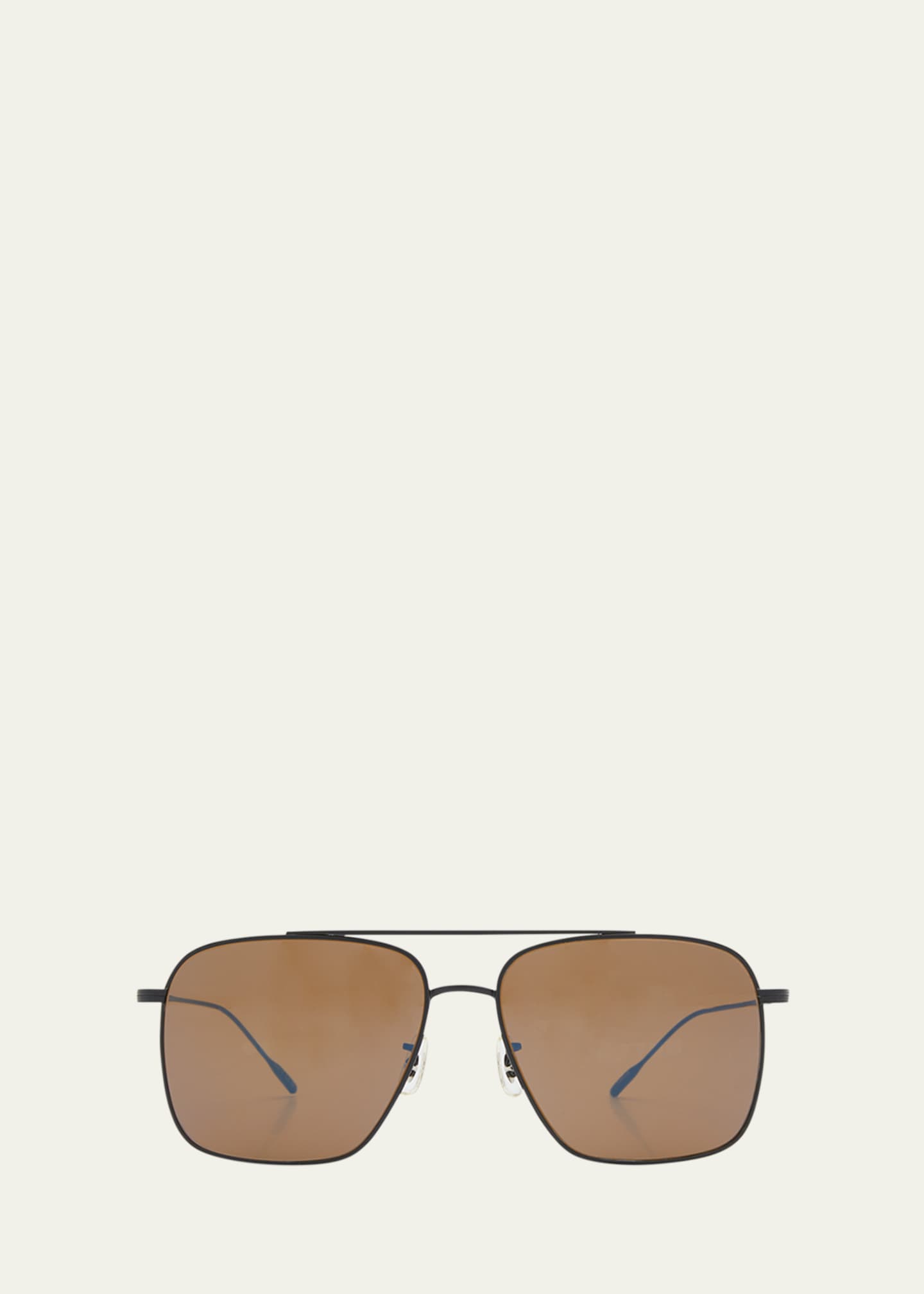 Oliver Peoples Brown Titanium & Crystal Aviator Sunglasses Bergdorf