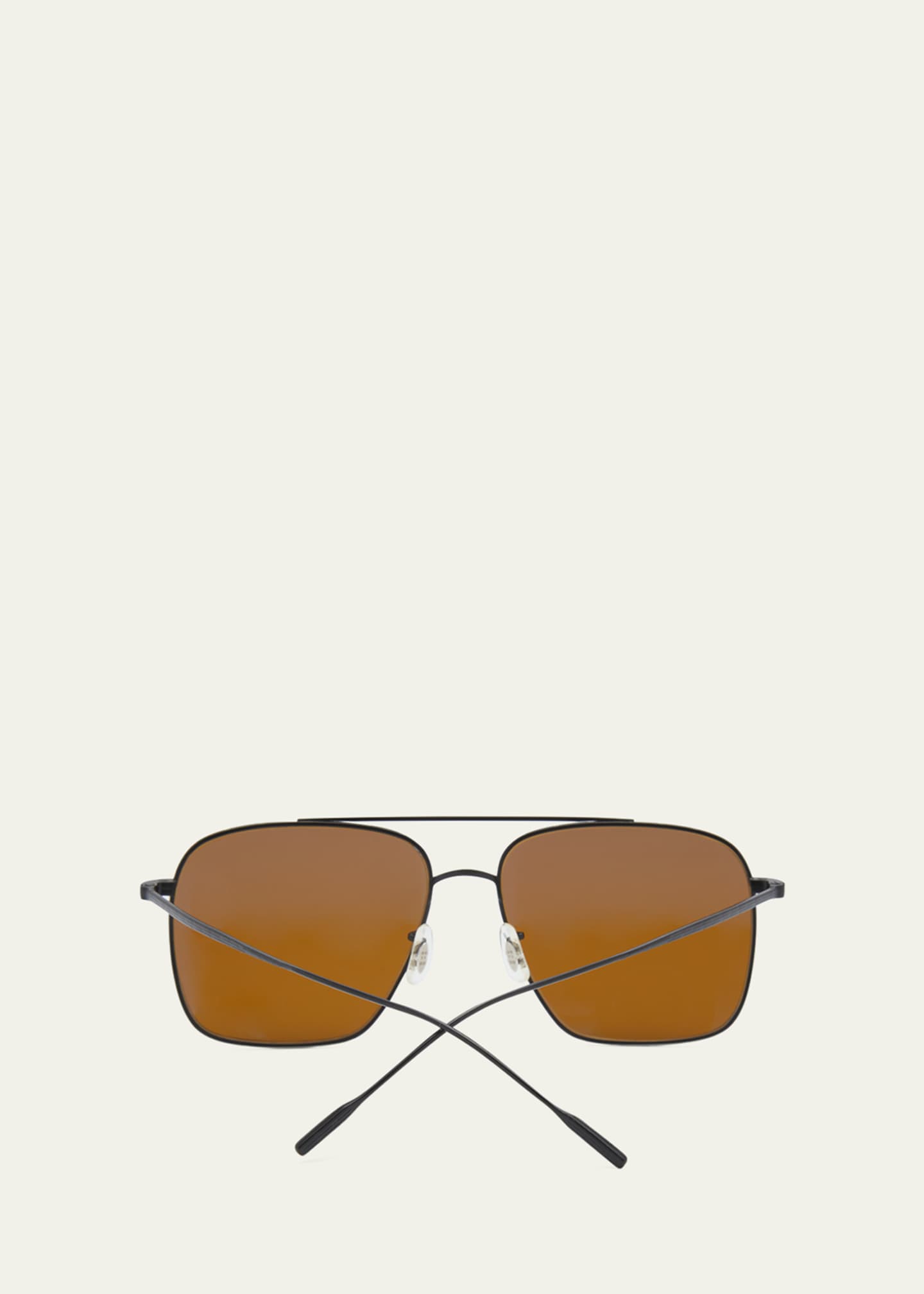 Oliver Peoples Brown Titanium & Crystal Aviator Sunglasses Bergdorf