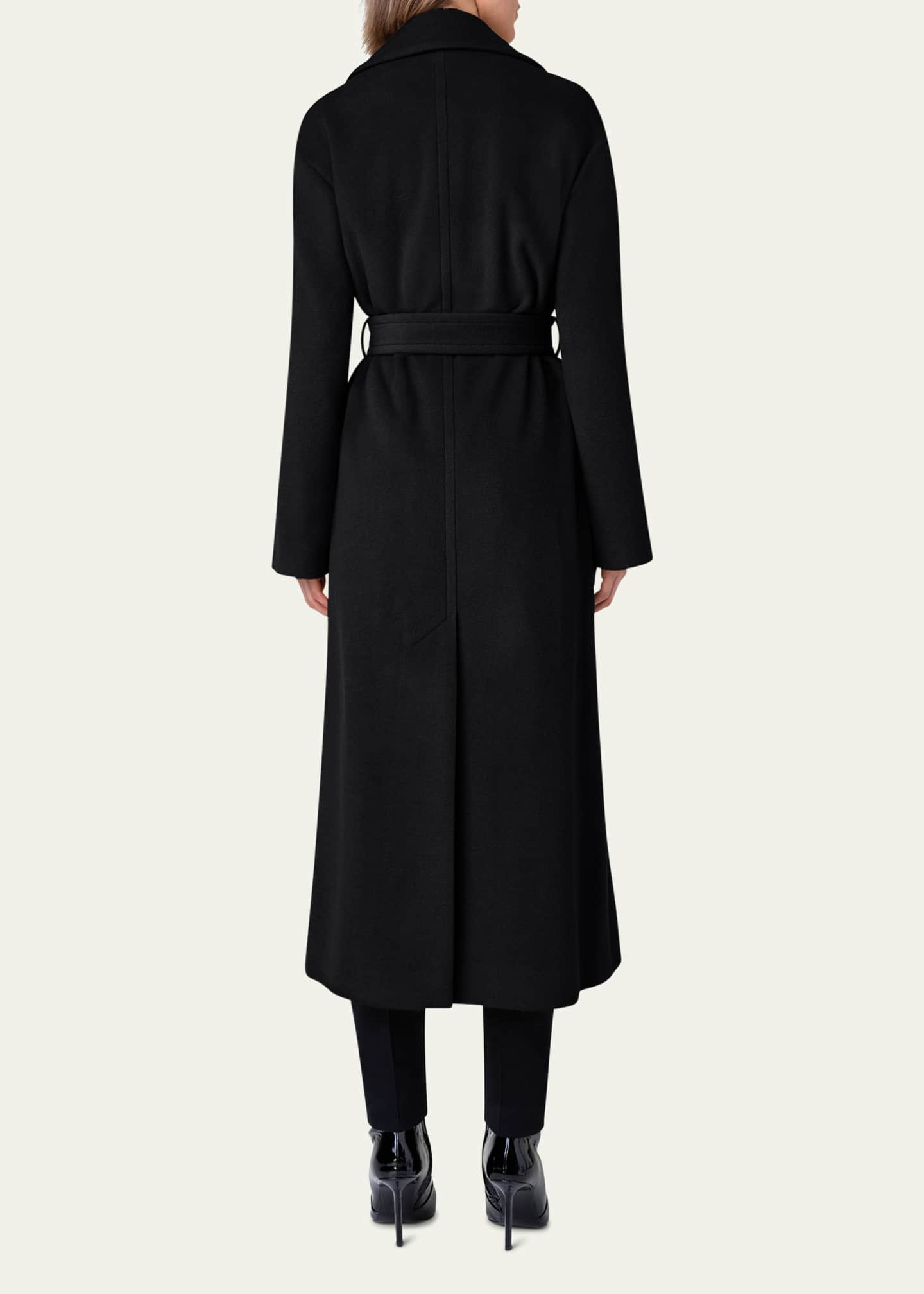 Akris punto Long Double-Breast Belted Wool-Cashmere Coat