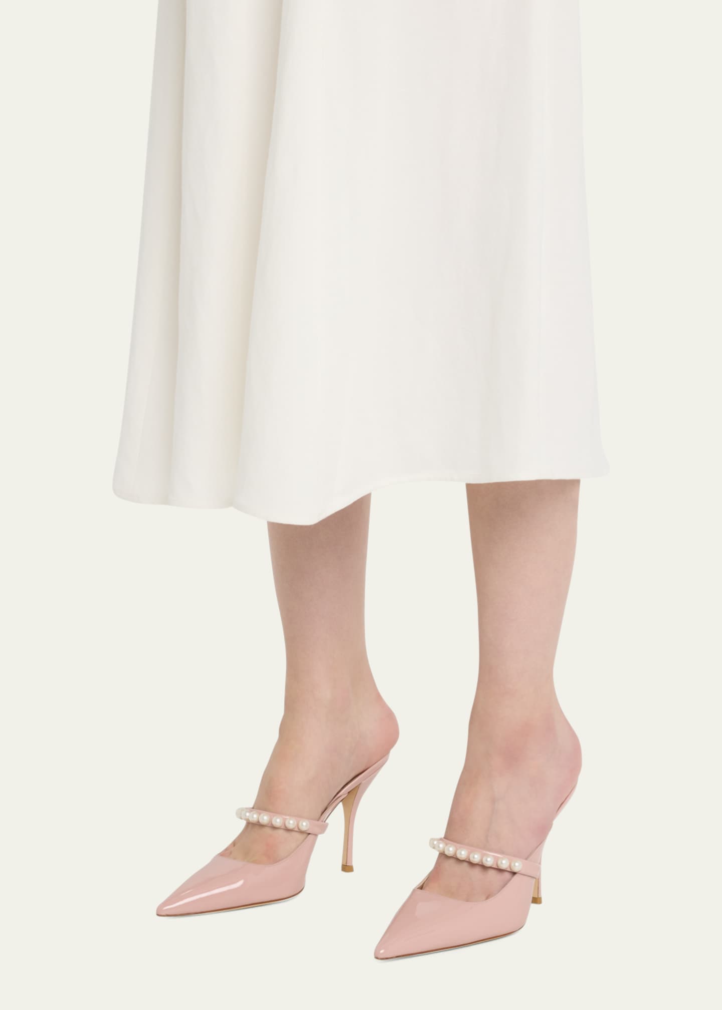 Stuart Weitzman Goldie Patent Pearly Mule Pumps Bergdorf Goodman