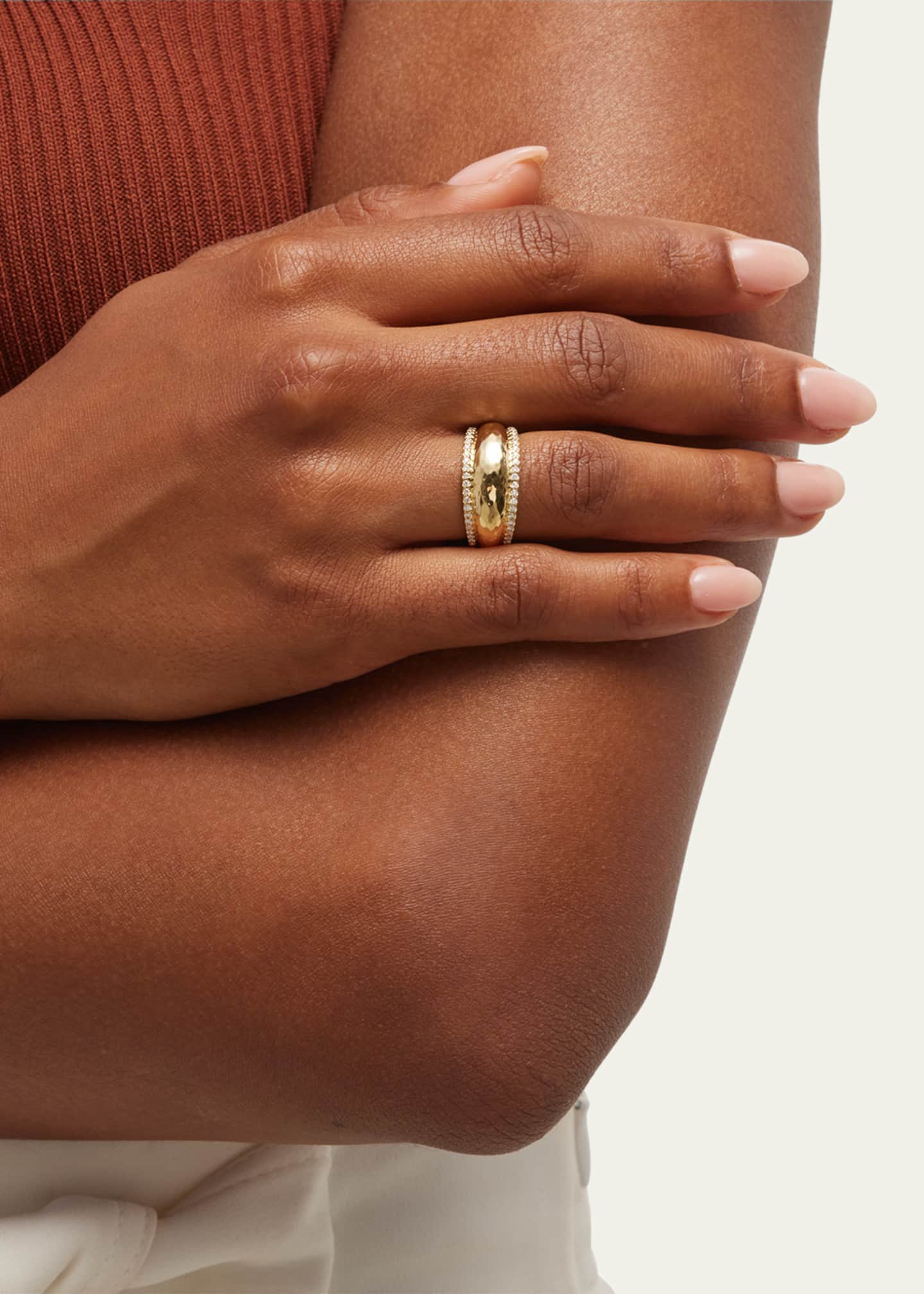 Ippolita 18k Classico Thin Goddess Hammered Ring, Size 7 Image 2 of 4