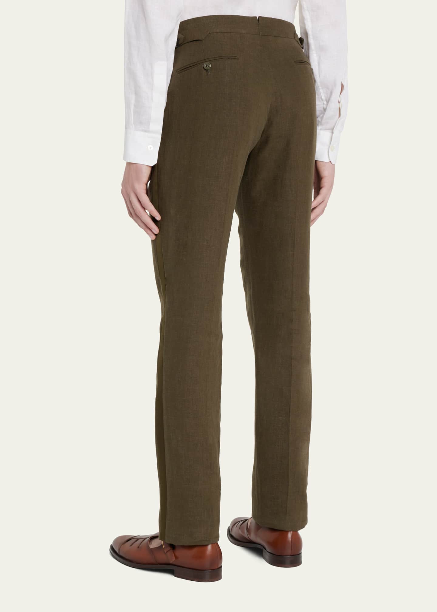 Grey Pure Linen Formal Pants