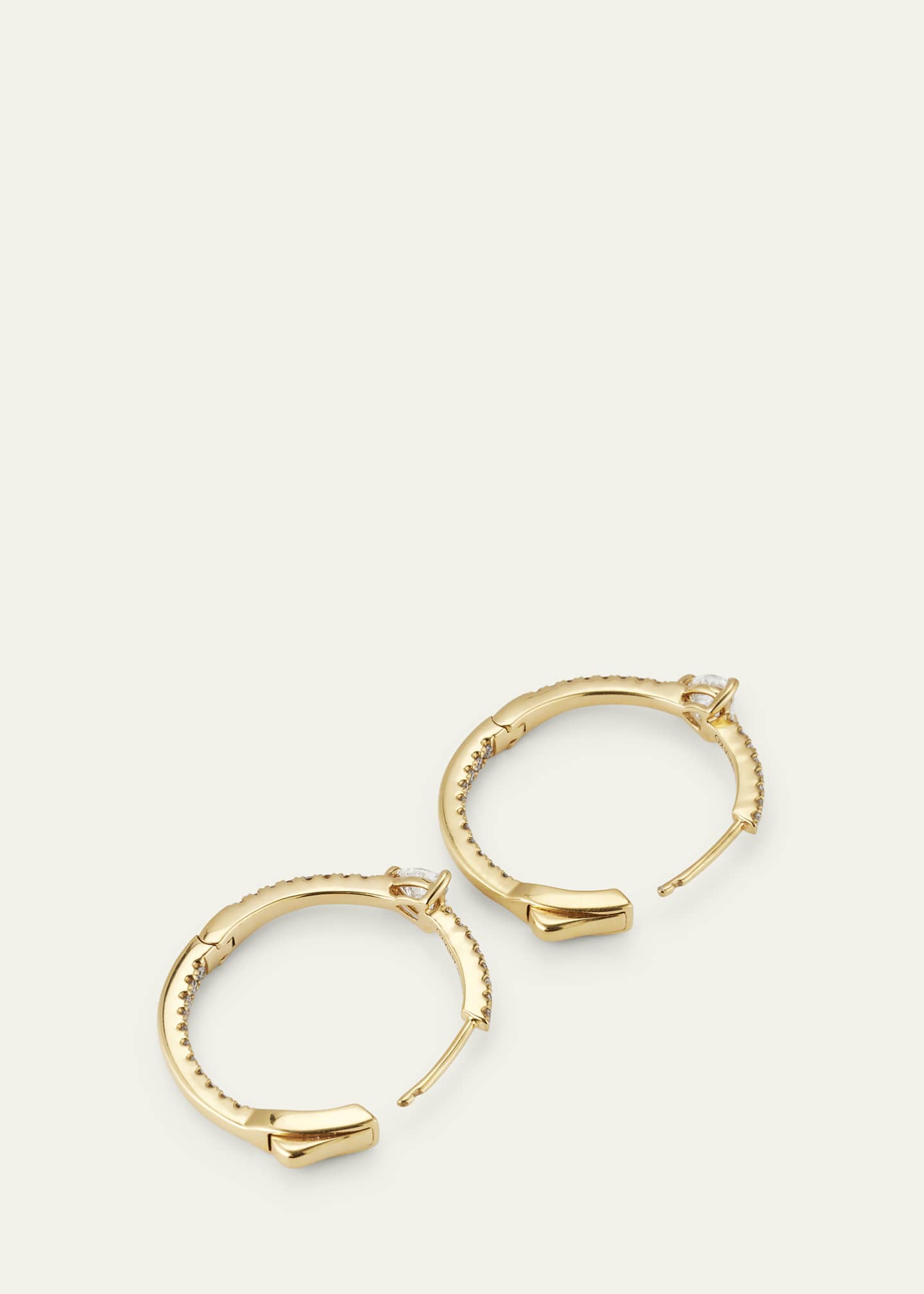Anita Ko 18k Yellow Gold Pave Diamond Heart Hoops Image 4 of 4