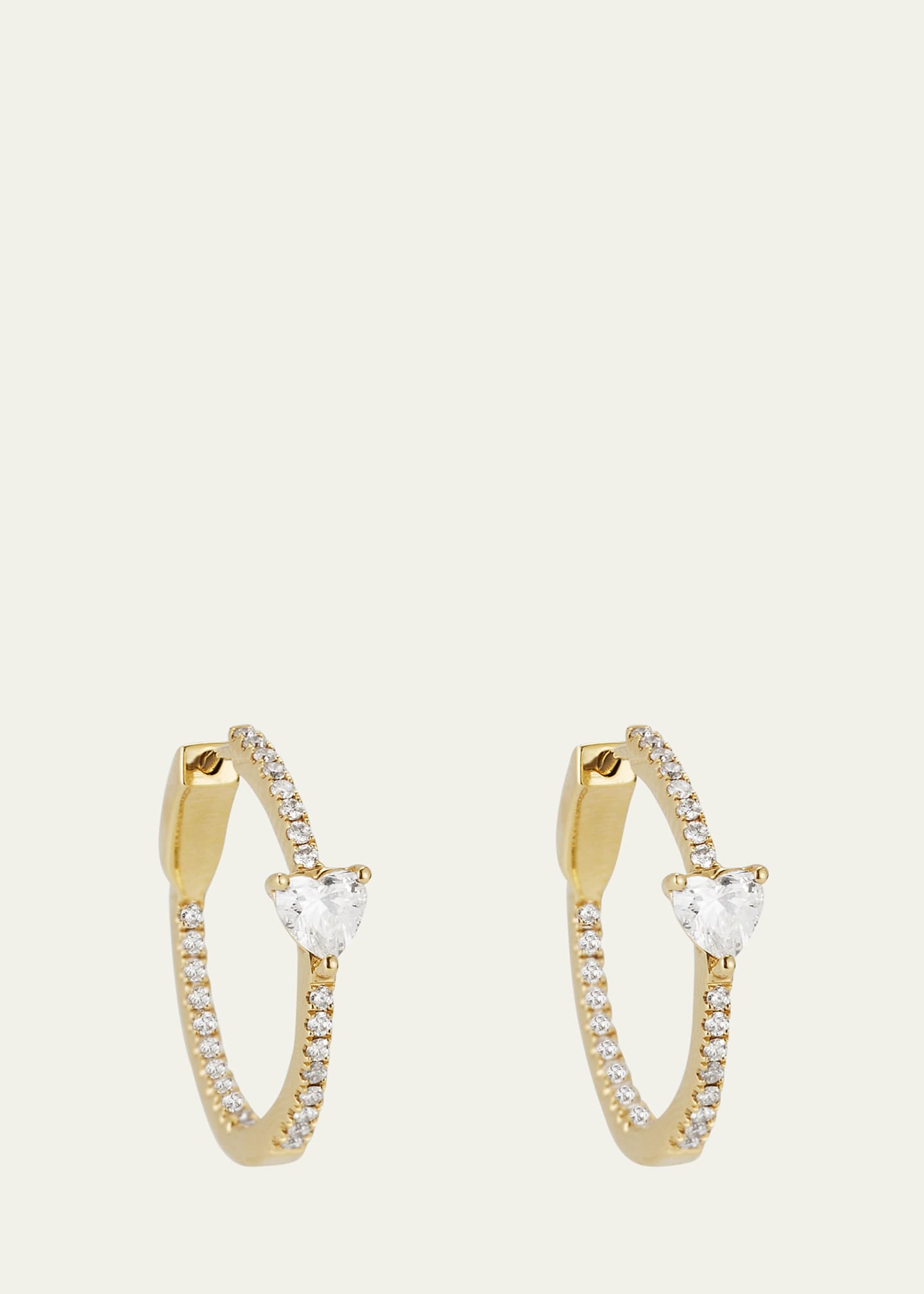 Anita Ko 18k Yellow Gold Pave Diamond Heart Hoops Image 1 of 4