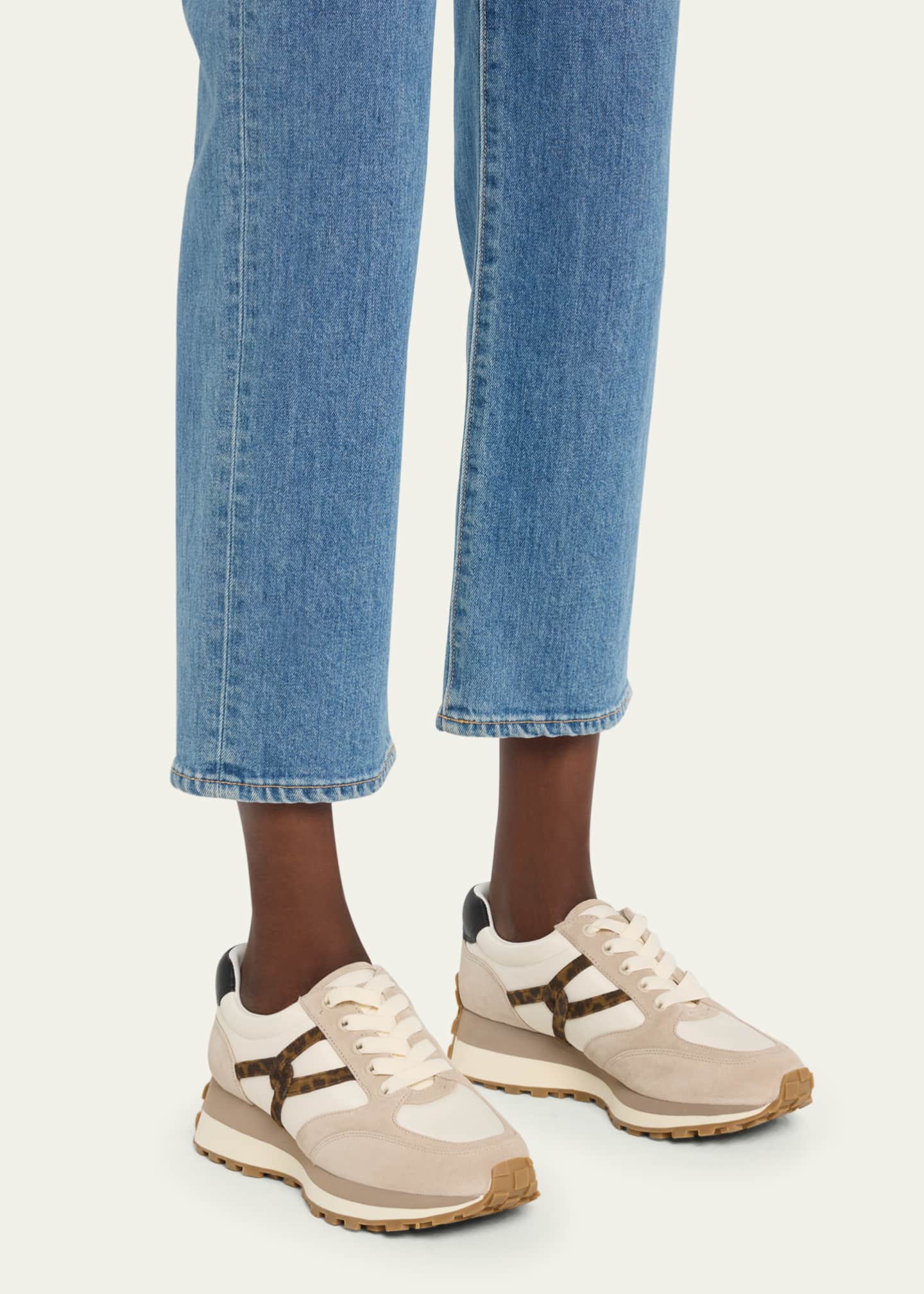 Veronica Beard Valentina Mixed Leather Retro Sneakers Bergdorf