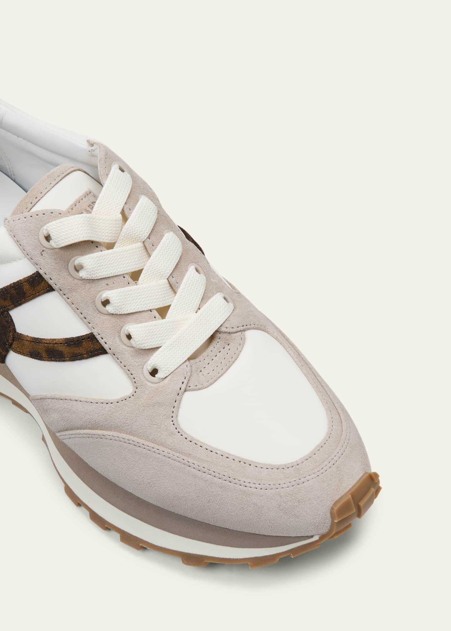 Valentina Mixed Leather Retro Sneakers