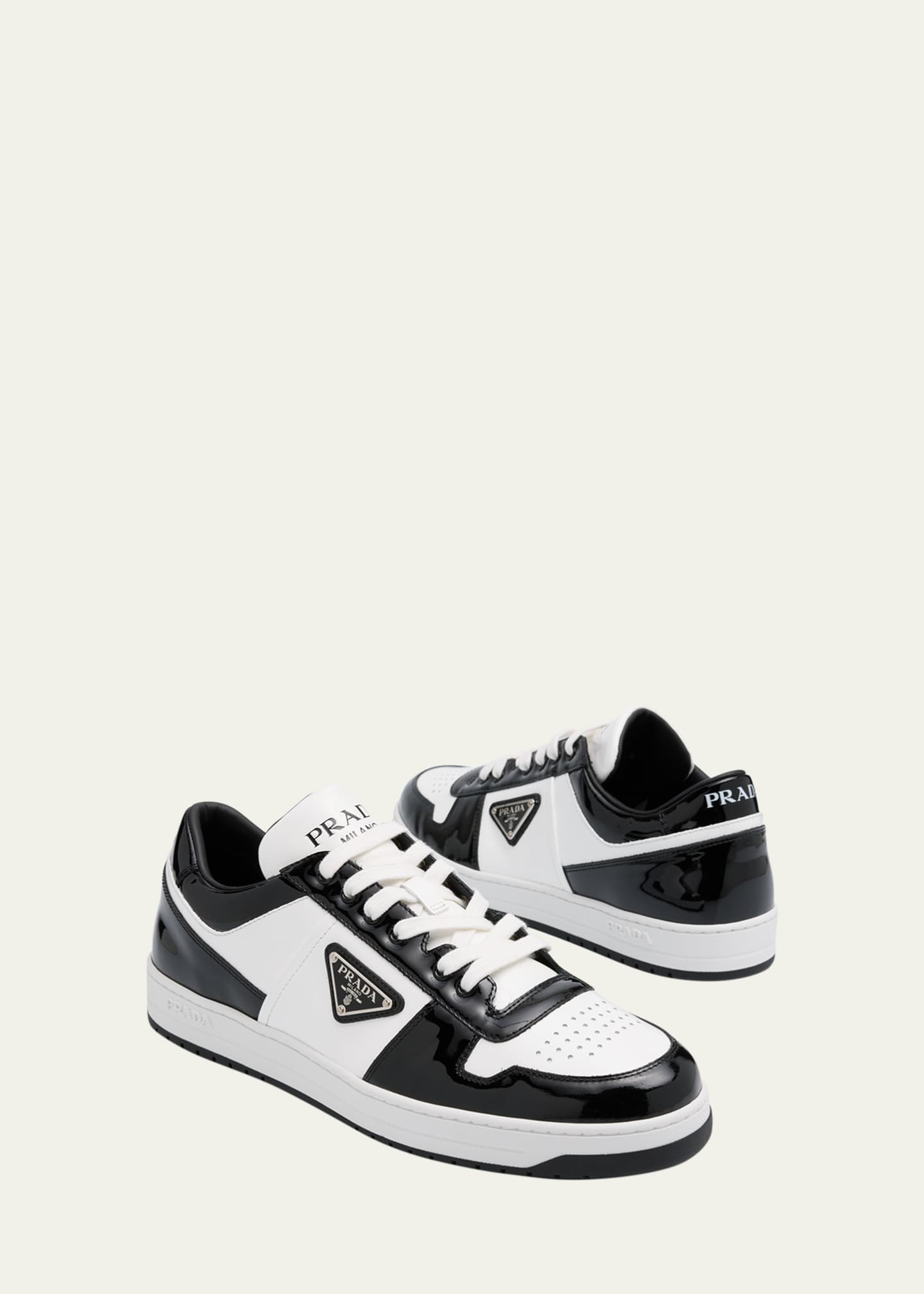 Prada Men's Downtown Patent Leather Low-Top Sneakers Image 7 of 7