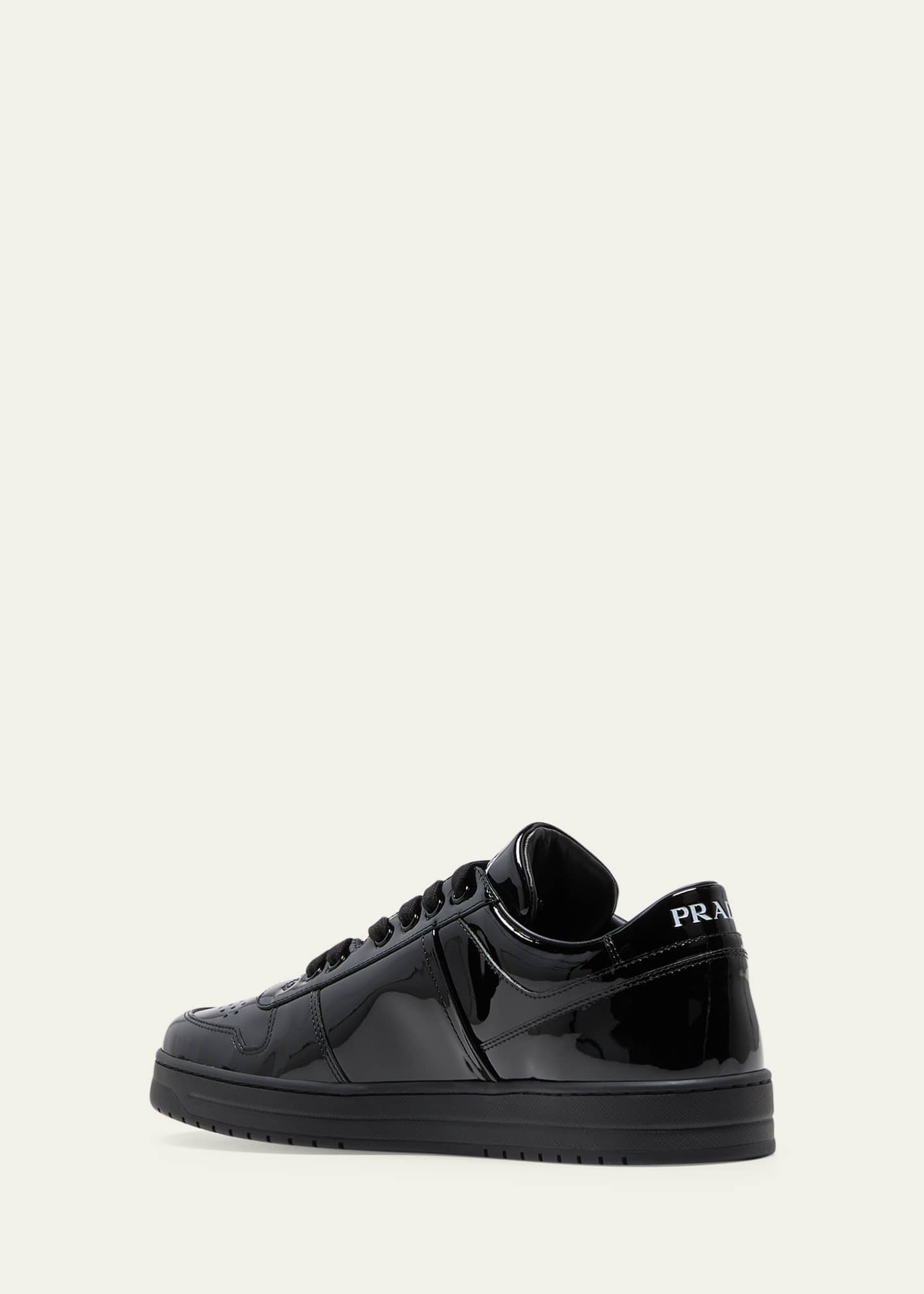 Logo leather low-top sneakers in black - Prada