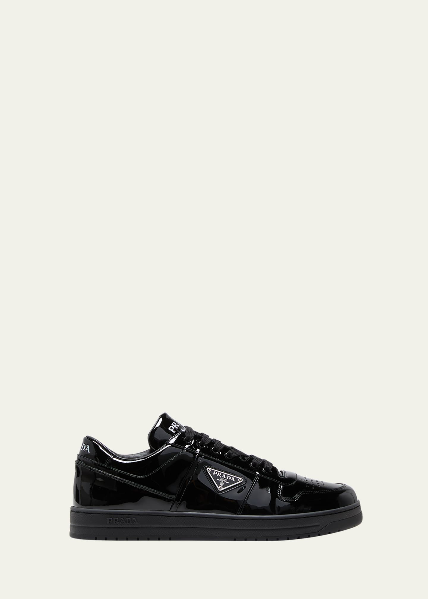 PRADA Men's Downtown Leather Sneakers White/Black Size 14 US / 13