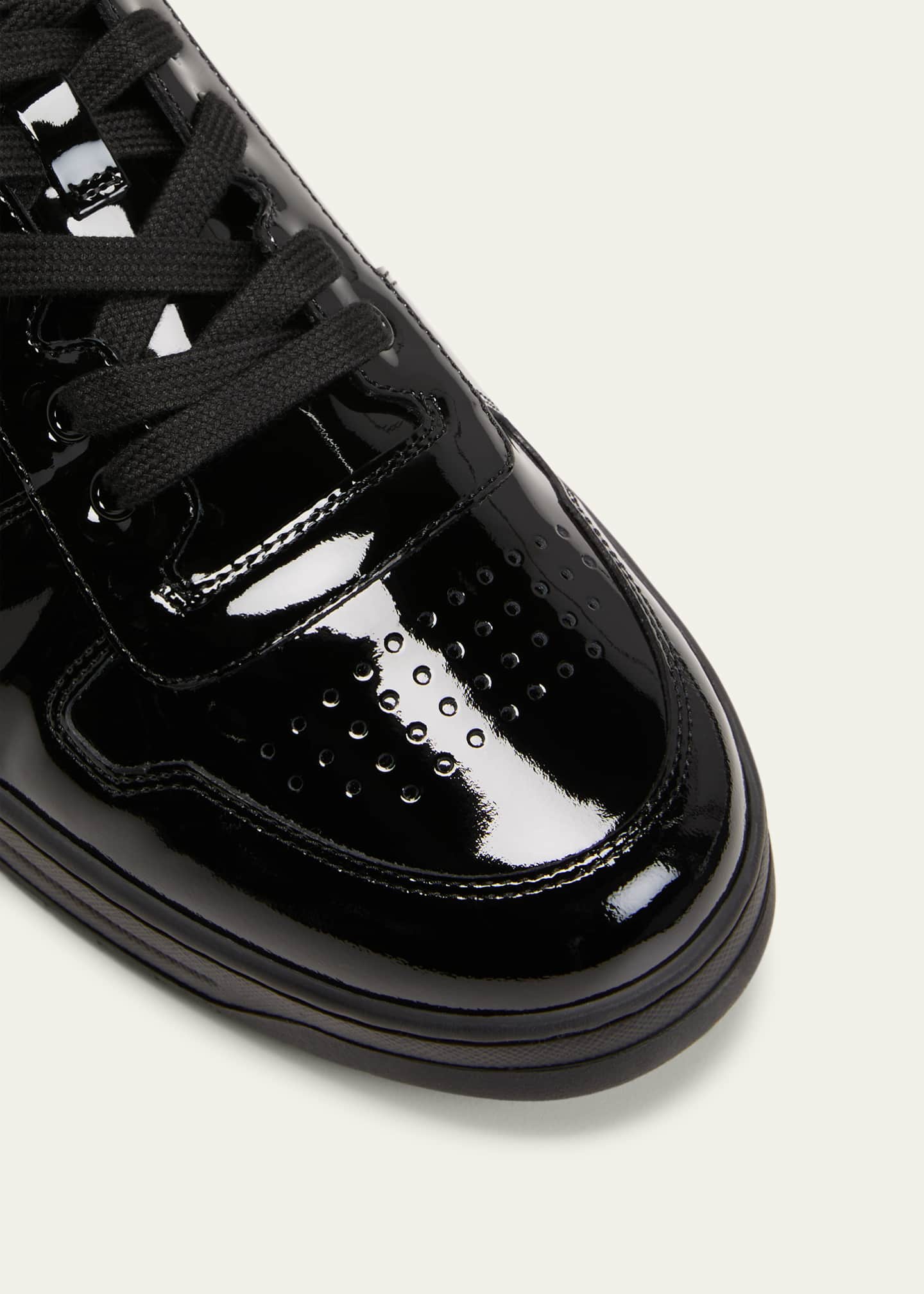 Glossy Glam: Black Patent Leather Prada Sneakers