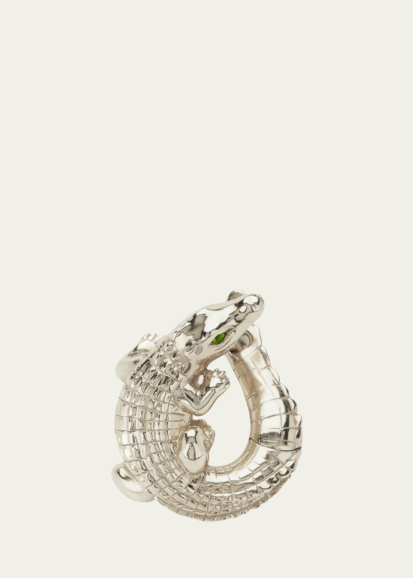 Bibi van der Velden 18K White Gold Alligator Twist Earring with Tsavorite Image 1 of 2