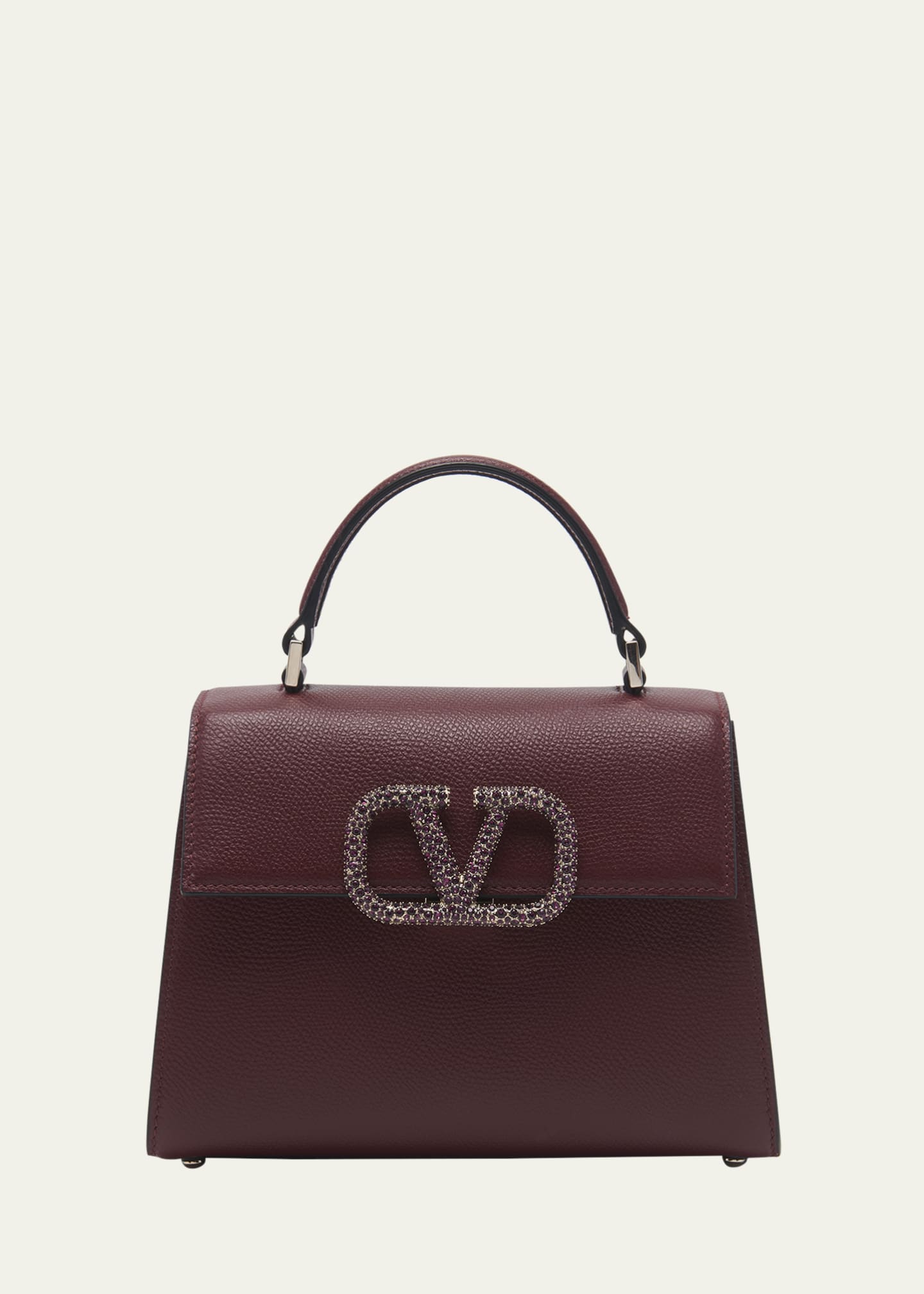 Valentino Garavani VSLING Small Rhinestone Leather Top-Handle Bag ...