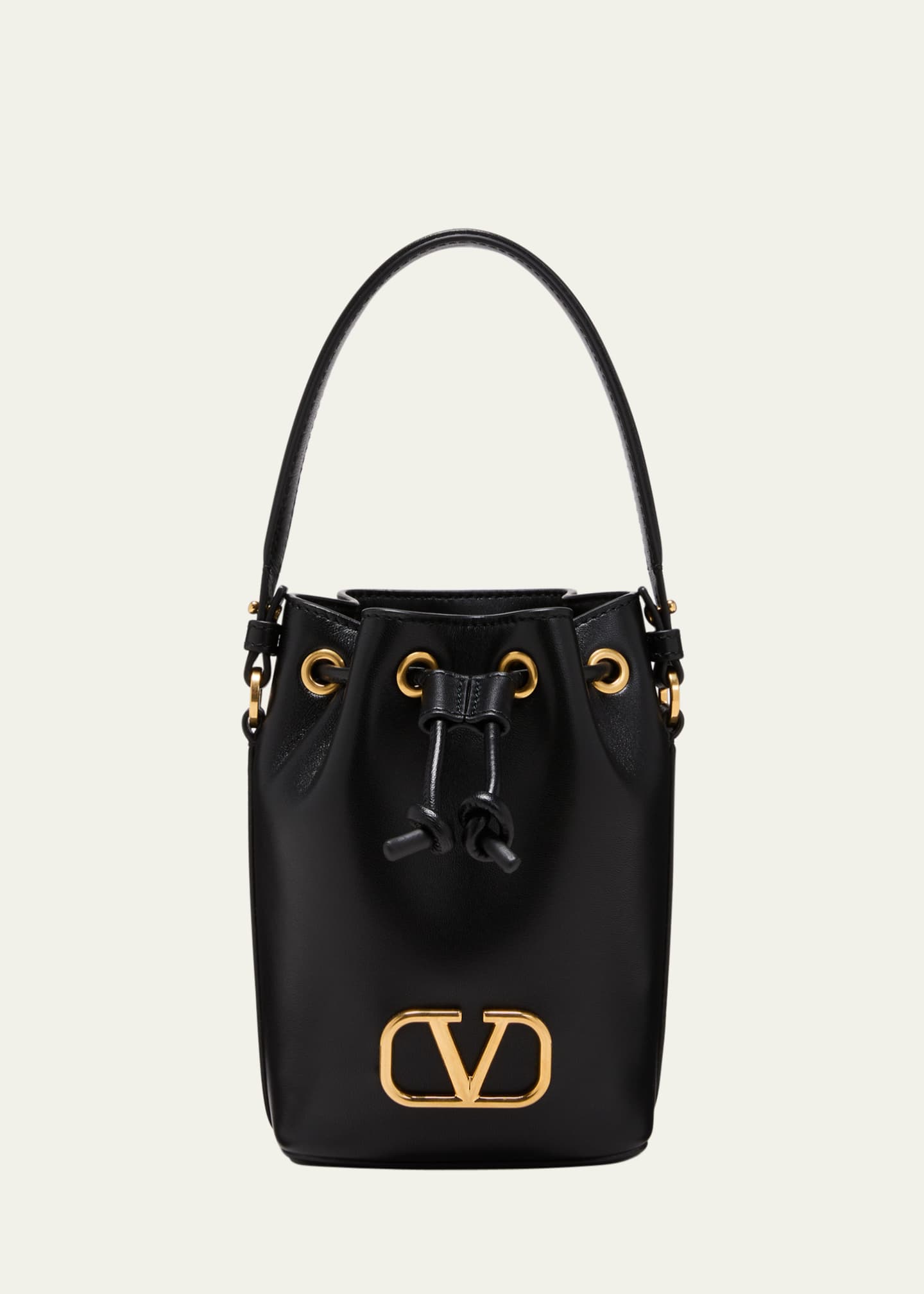 Black V-Logo leather bucket bag, Valentino Garavani