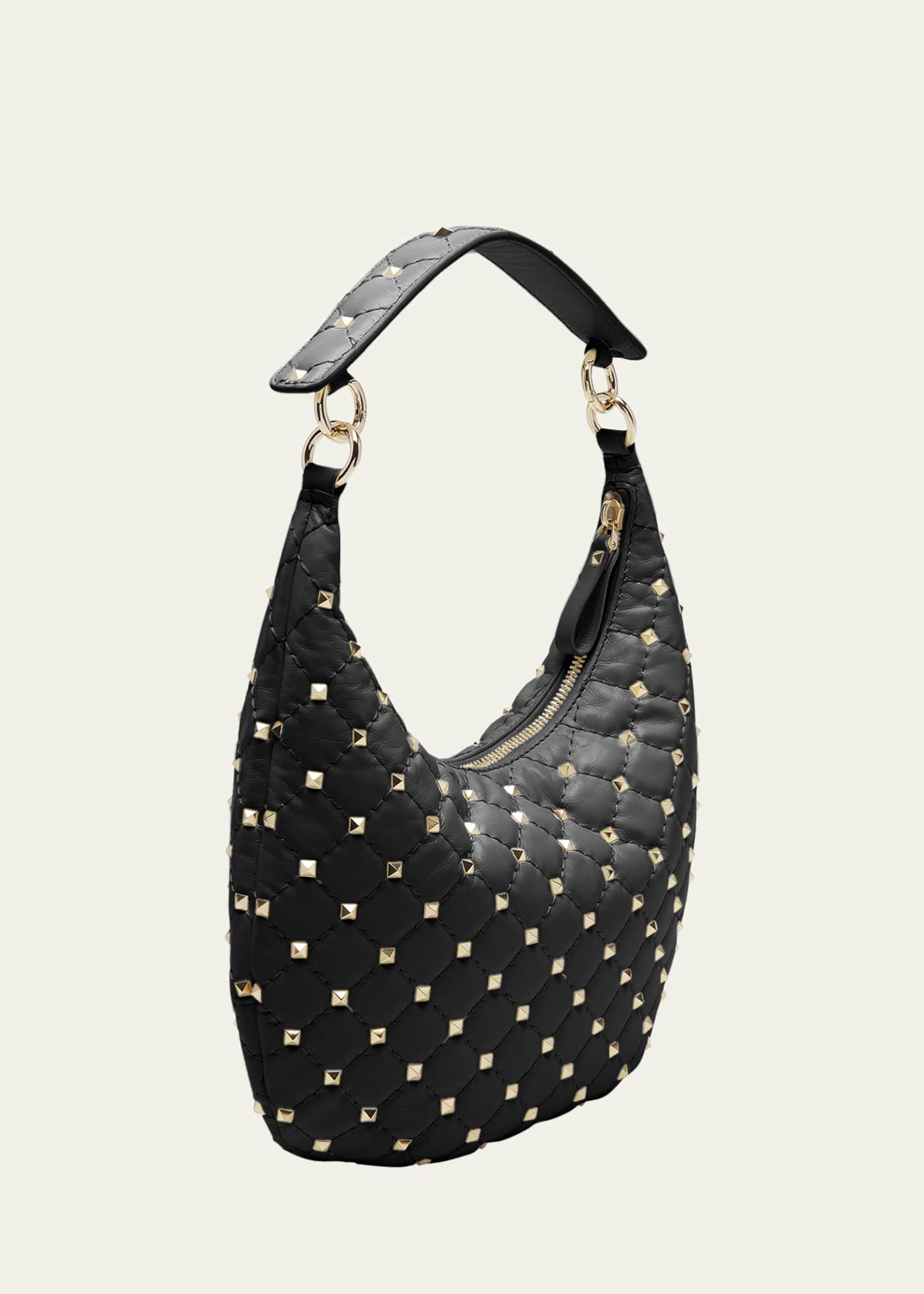 Spike Small Hobo Bag in Studded Leather