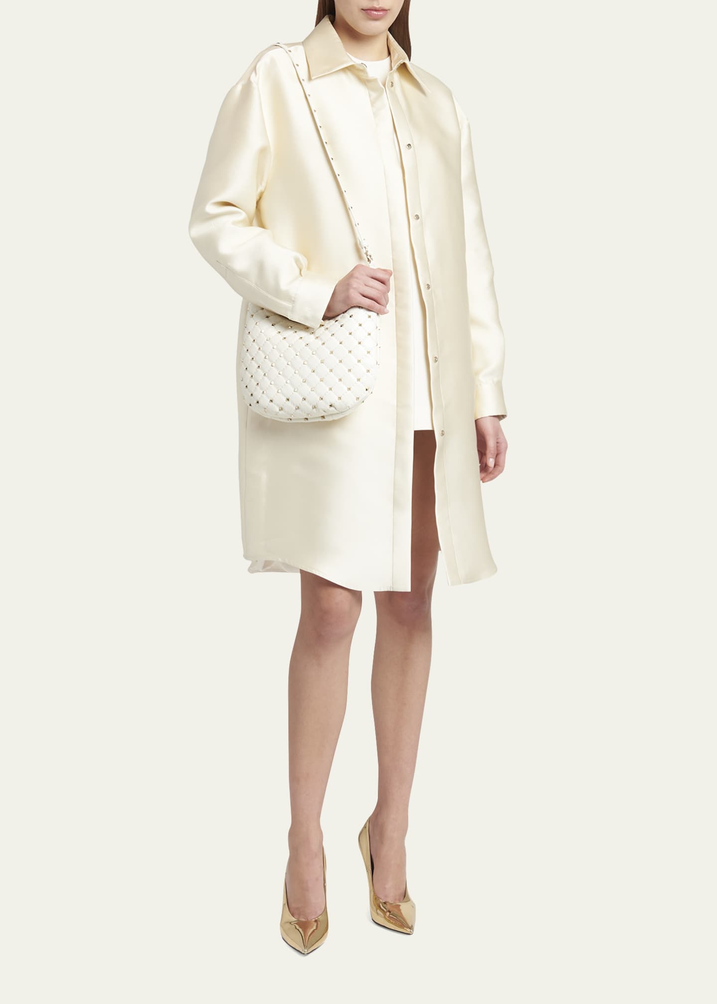 Rockstud Spike Small Leather Shoulder Bag in White - Valentino Garavani