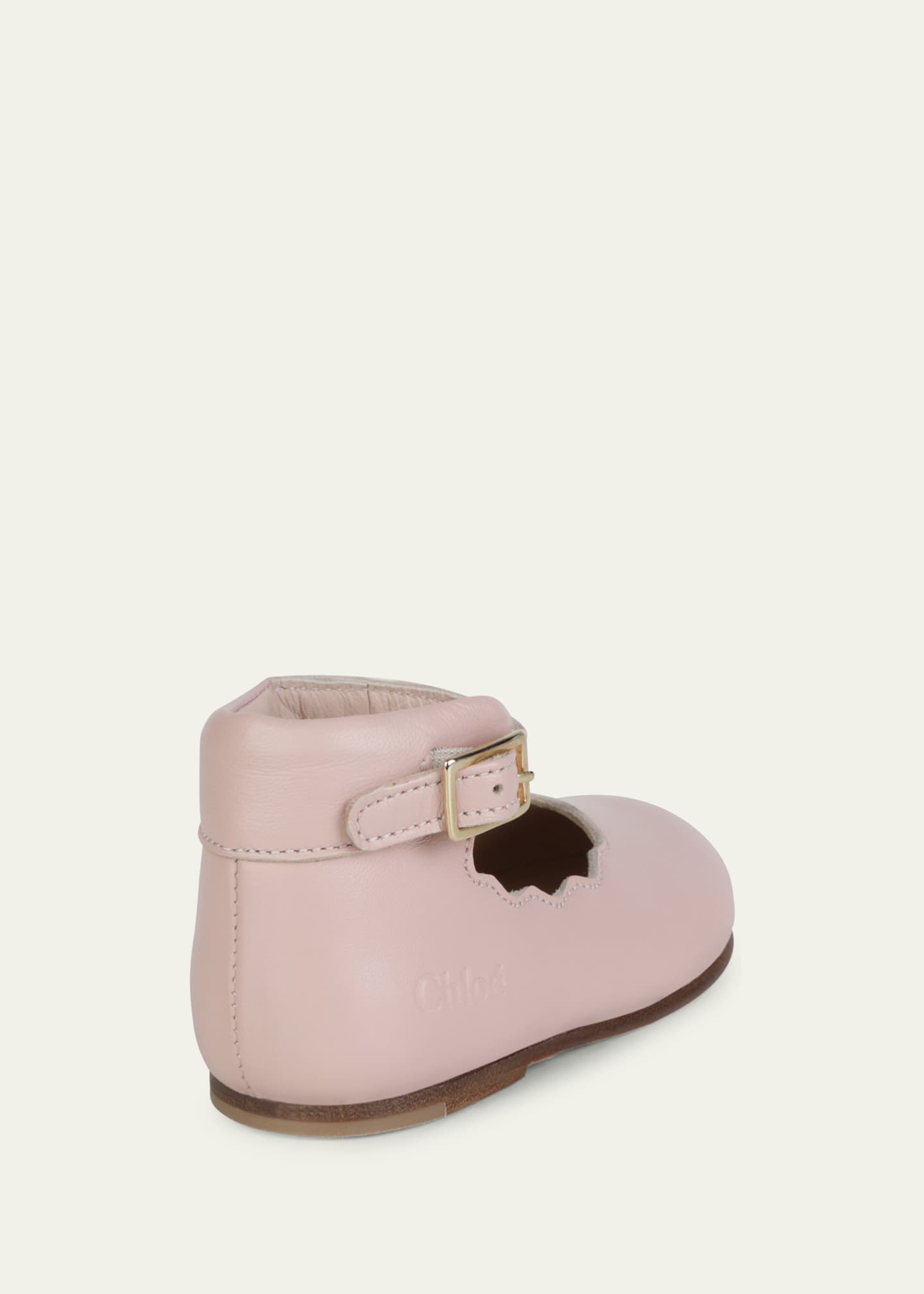 Chloe Girl's Scalloped Calf Leather Ballerina Flats, Baby/Toddlers Image 3 of 4
