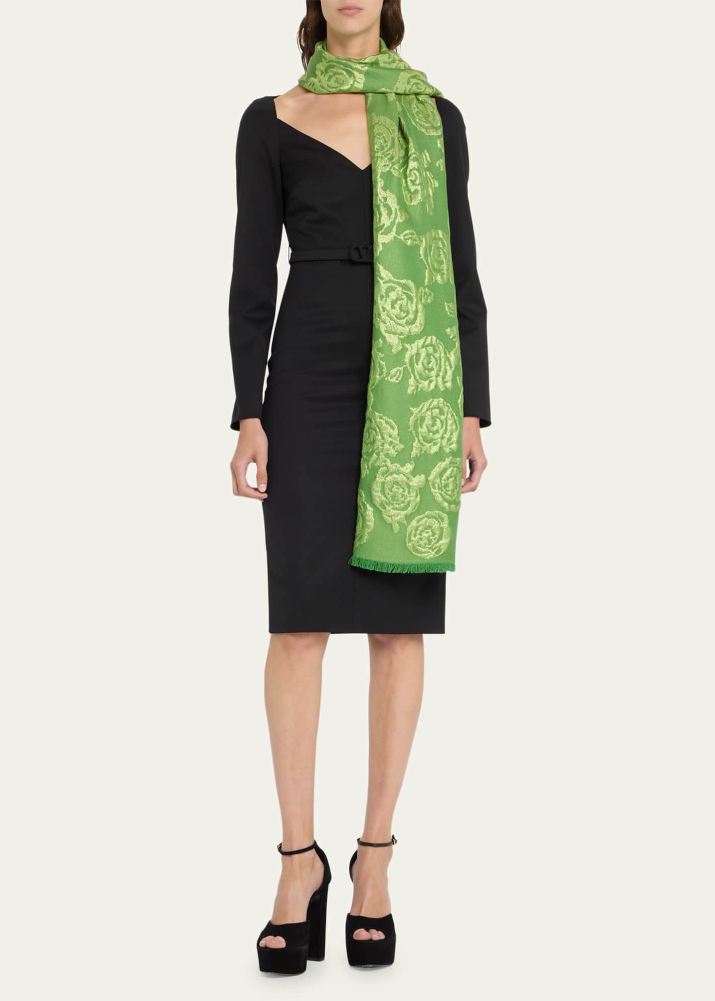 Valentino Garavani Floral Jacquard Wool Blend Scarf Bergdorf Goodman