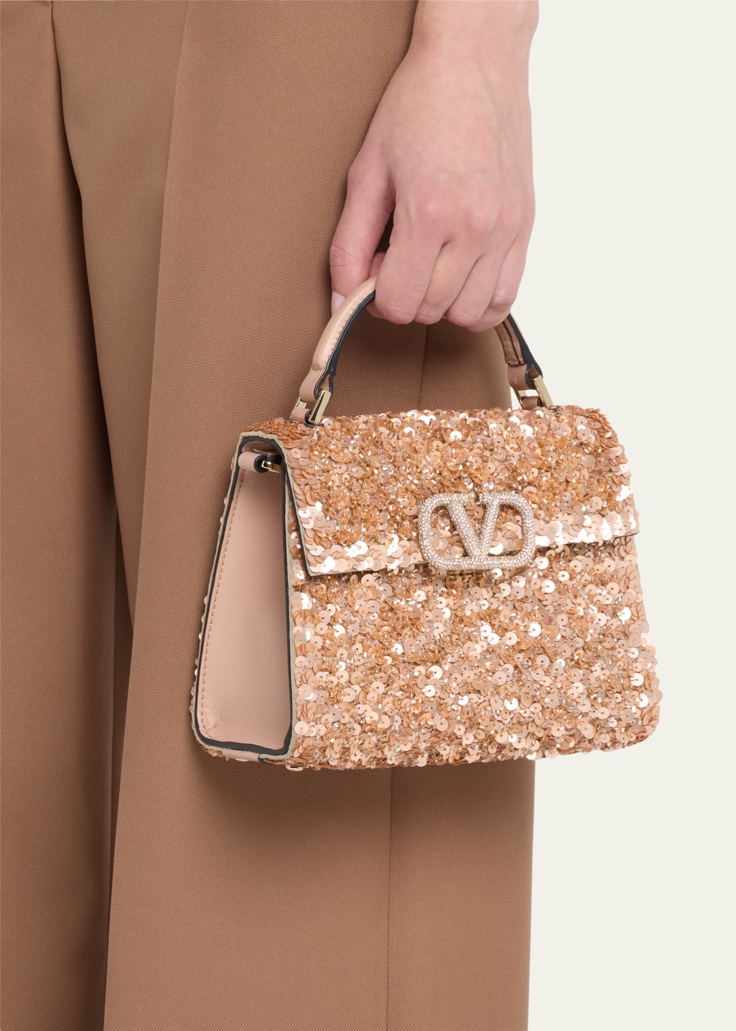Valentino Garavani Embellished Vsling Top-Handle Bag - Gold - One Size