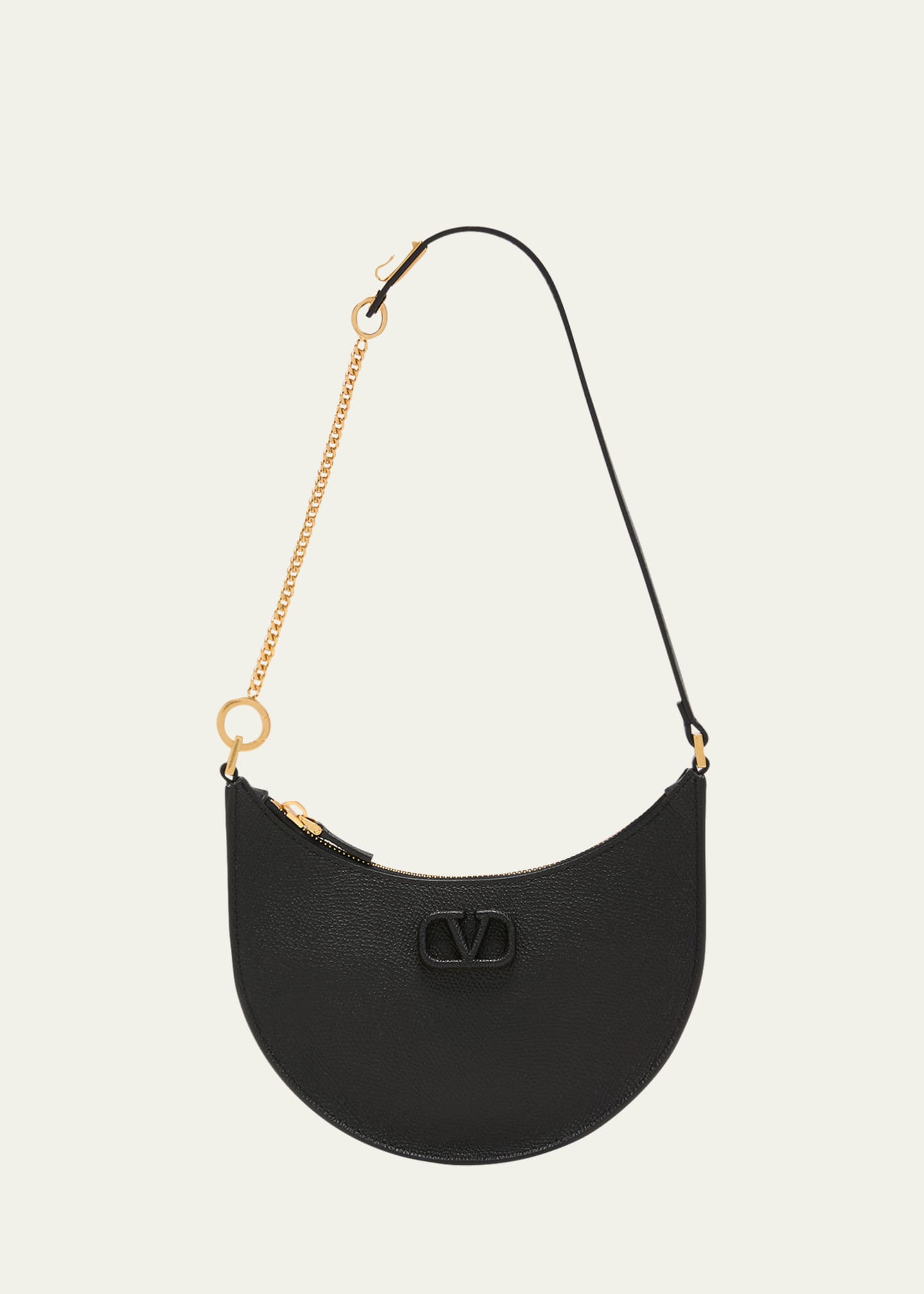 Valentino Garavani Mini Vlogo Metallic Leather Hobo