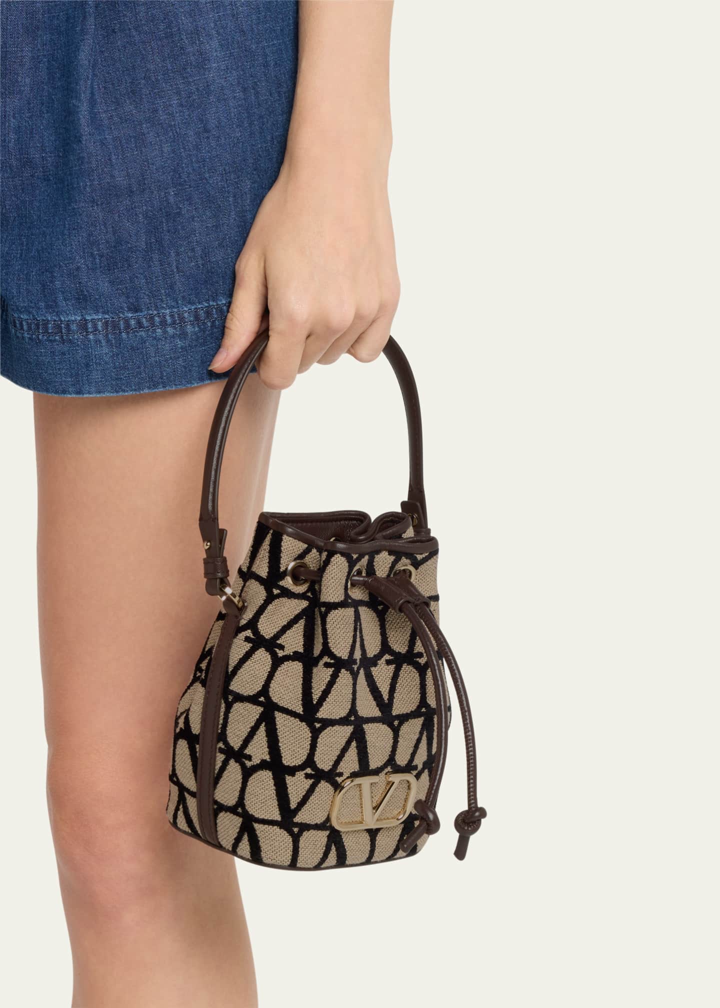 Valentino Garavani VLOGO Iconographe Mini Canvas Bucket Bag