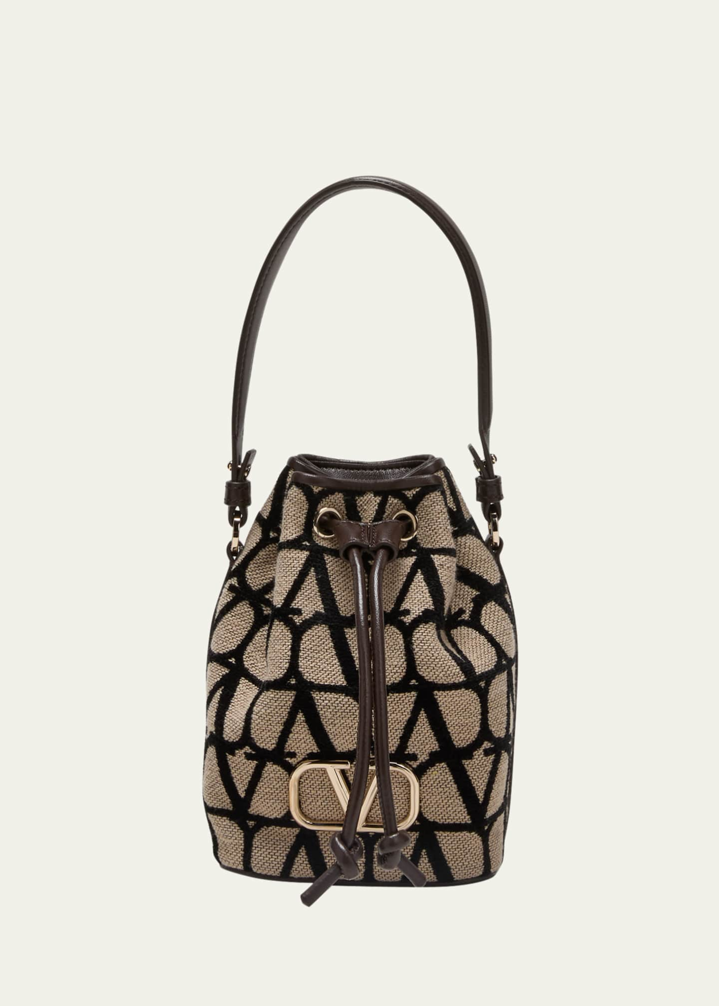 Black V-Logo leather bucket bag, Valentino Garavani