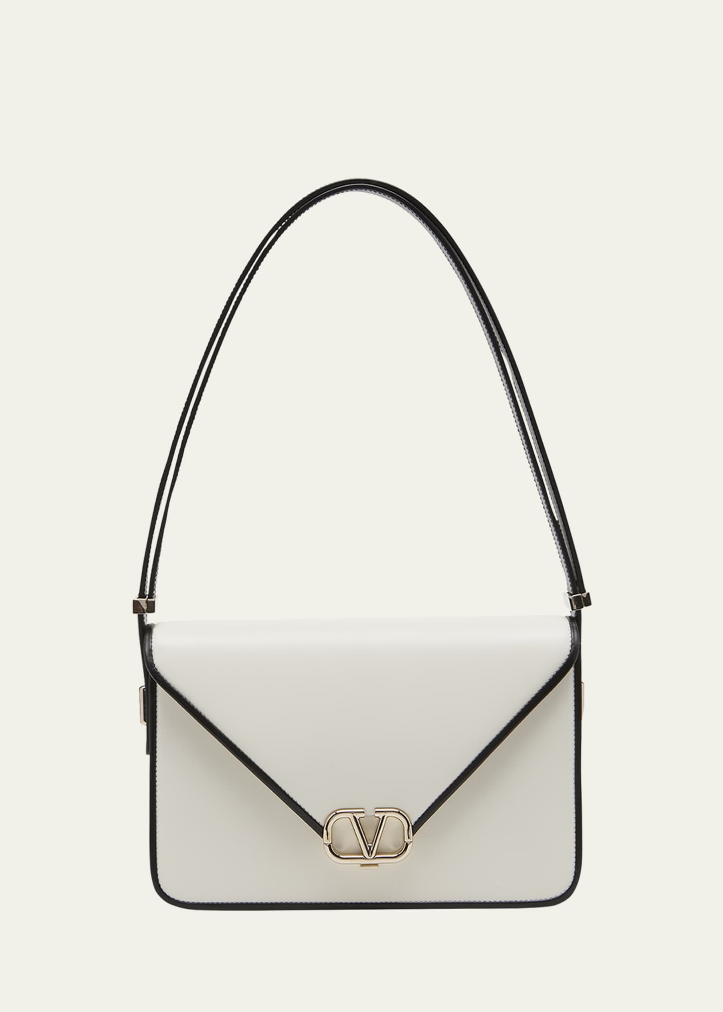 White V-Logo chain leather shoulder bag