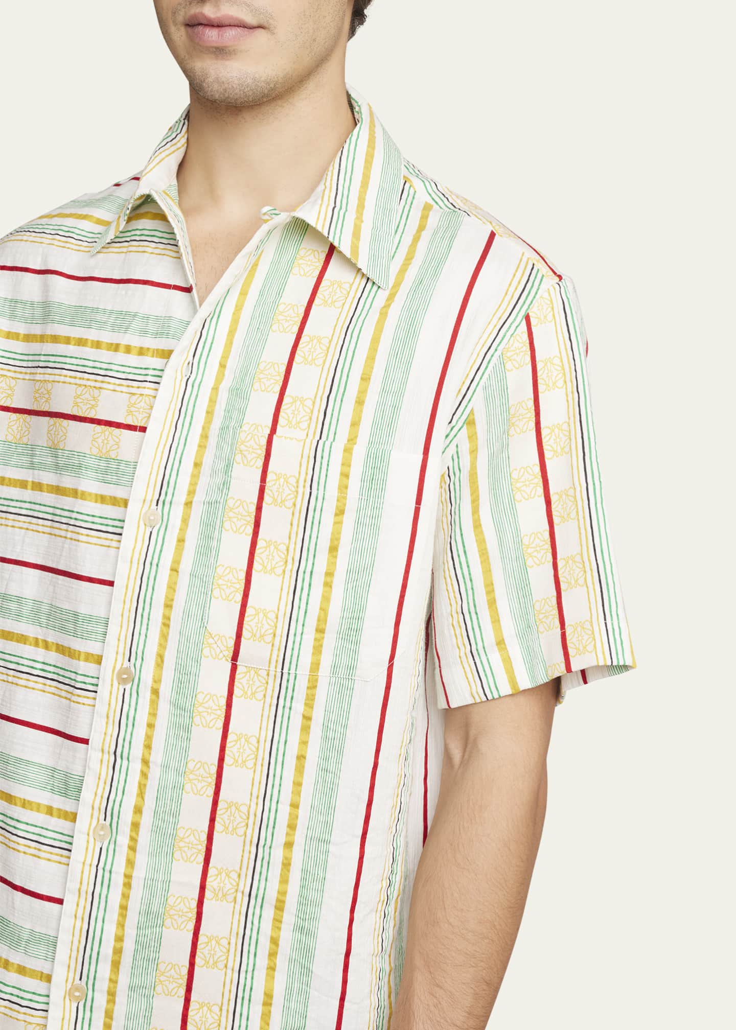 Loewe x Paula's Ibiza Men's Asymmetric Striped Sport Shirt 