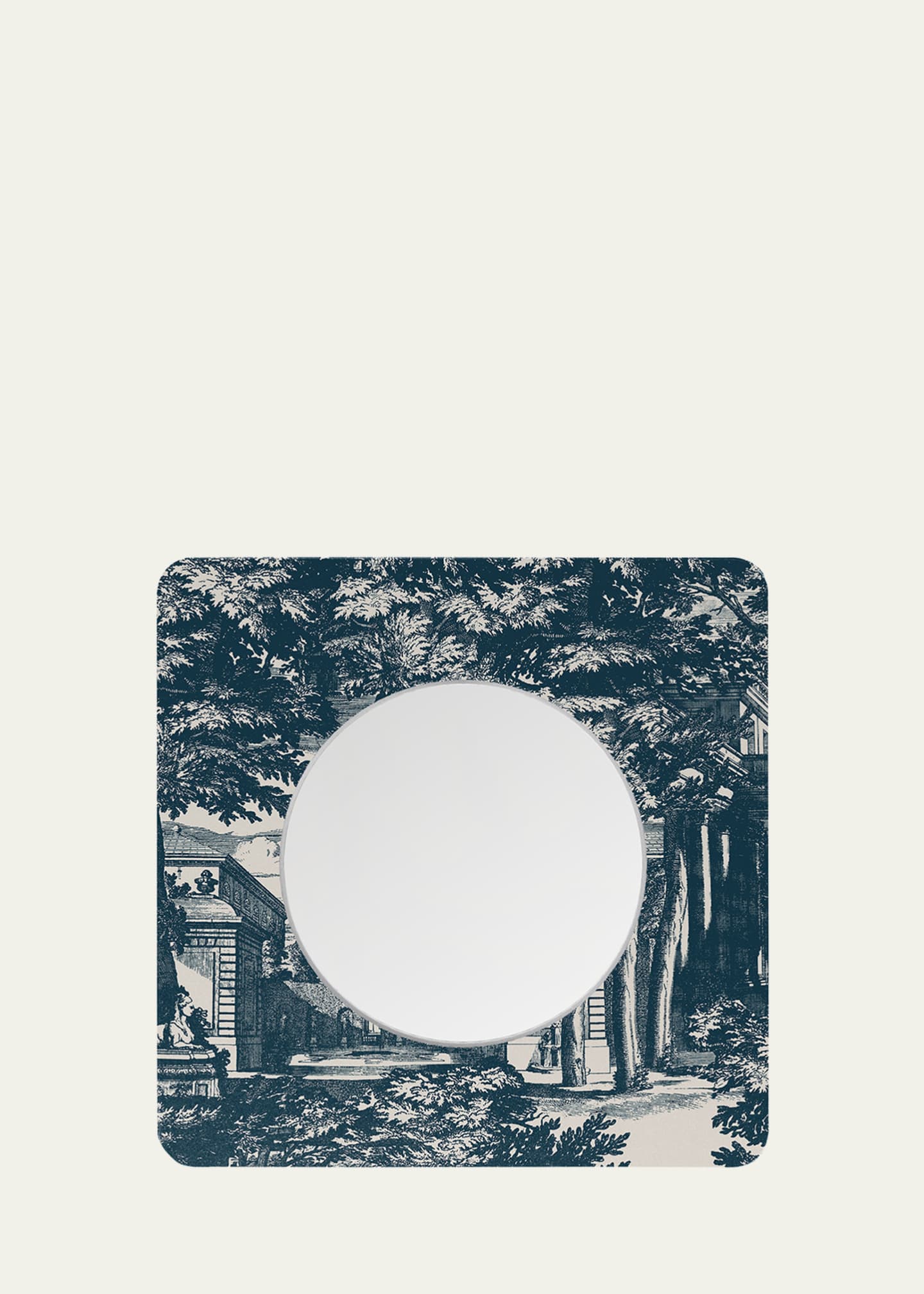 Fornasetti Square Frame With Flat Mirror - Giardino Settecentesco Blue Ivory